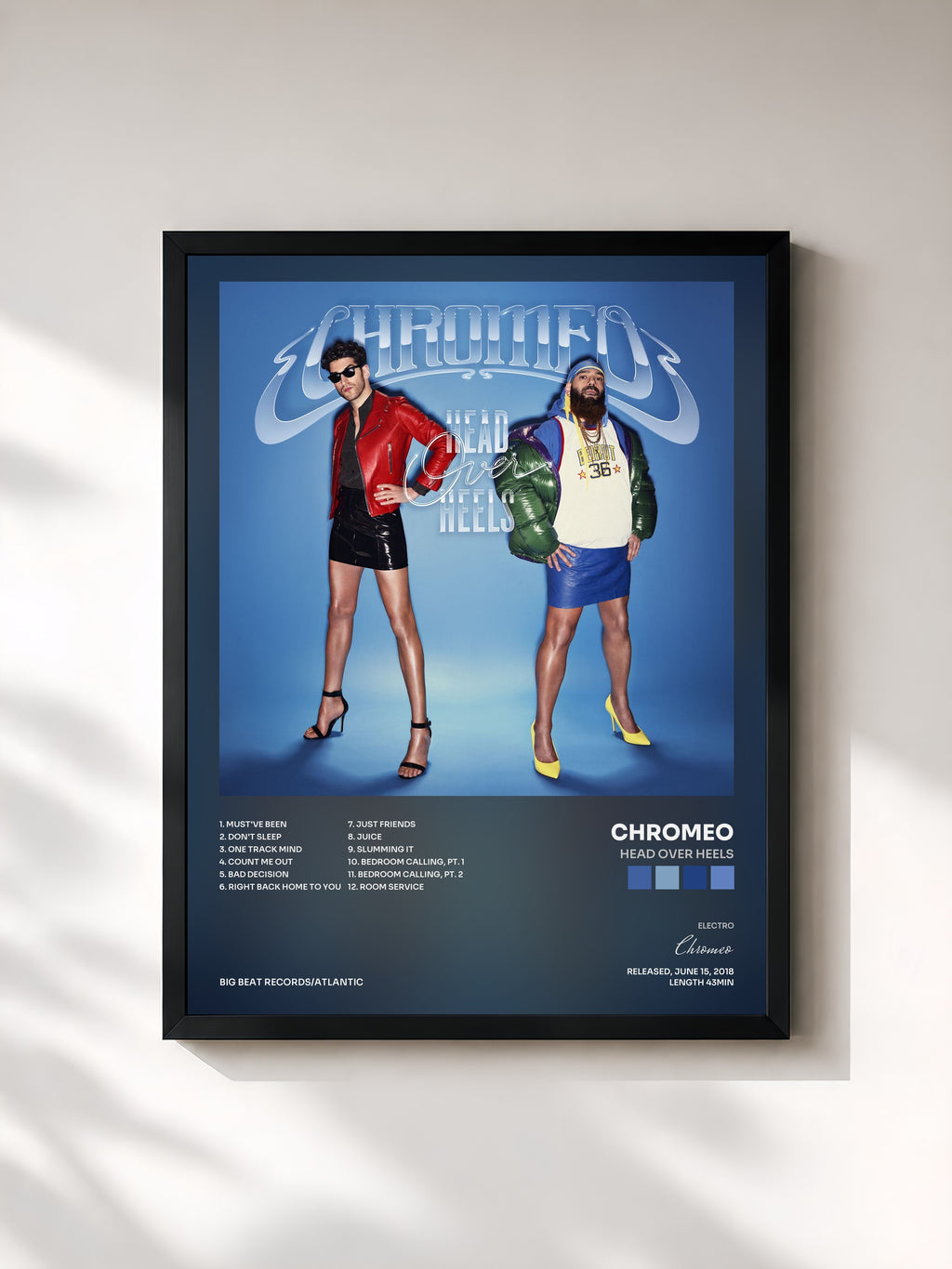 #noir Tableau de l'album Head Over Heels de Chromeo, cadre noir, imprimé et encadré en France