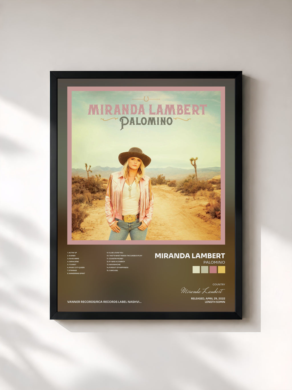 #noir Tableau de l'album Palomino de Miranda Lambert, cadre noir, imprimé et encadré en France