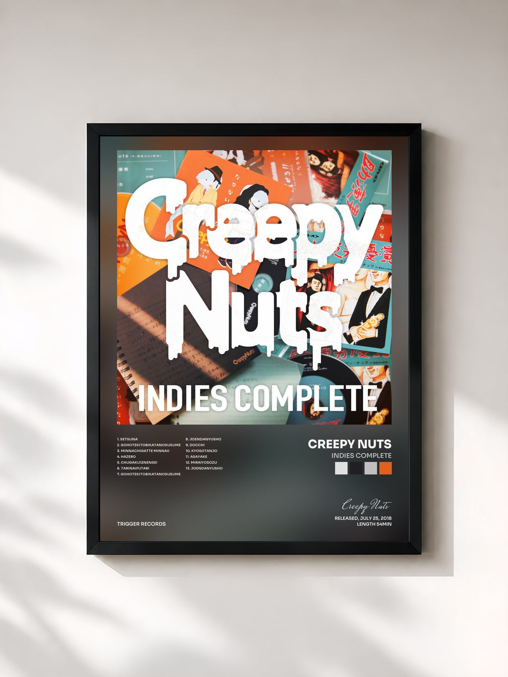 #noir Tableau de l'album INDIES COMPLETE de Creepy Nuts, cadre noir, imprimé et encadré en France