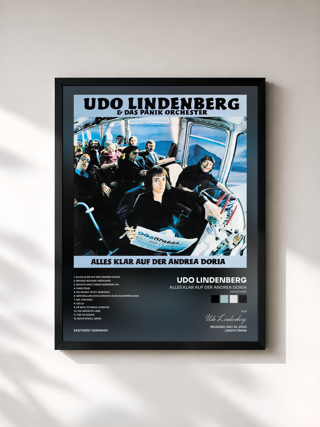 #noir Tableau de l'album Alles klar auf der Andrea Doria (Remastered) de Udo Lindenberg, cadre noir, imprimé et encadré en France