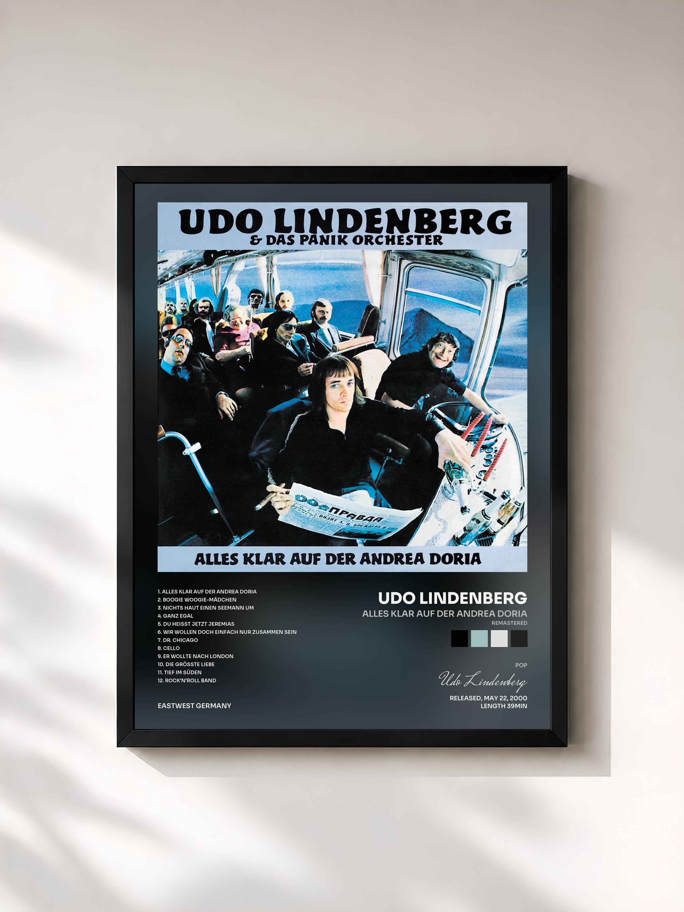 #noir Tableau de l'album Alles klar auf der Andrea Doria (Remastered) de Udo Lindenberg, cadre noir, imprimé et encadré en France