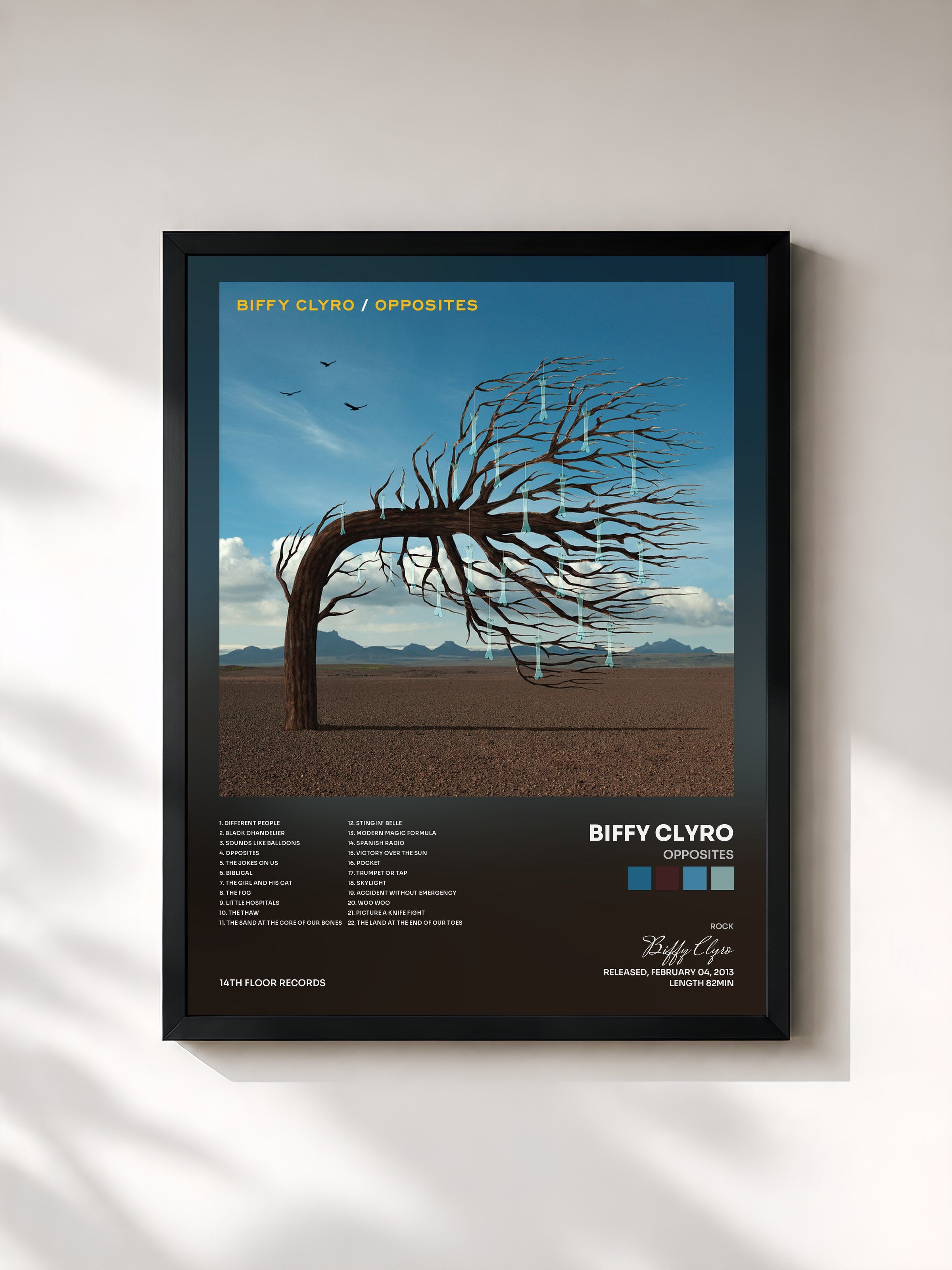 #noir Tableau de l'album Opposites de Biffy Clyro, cadre noir, imprimé et encadré en France