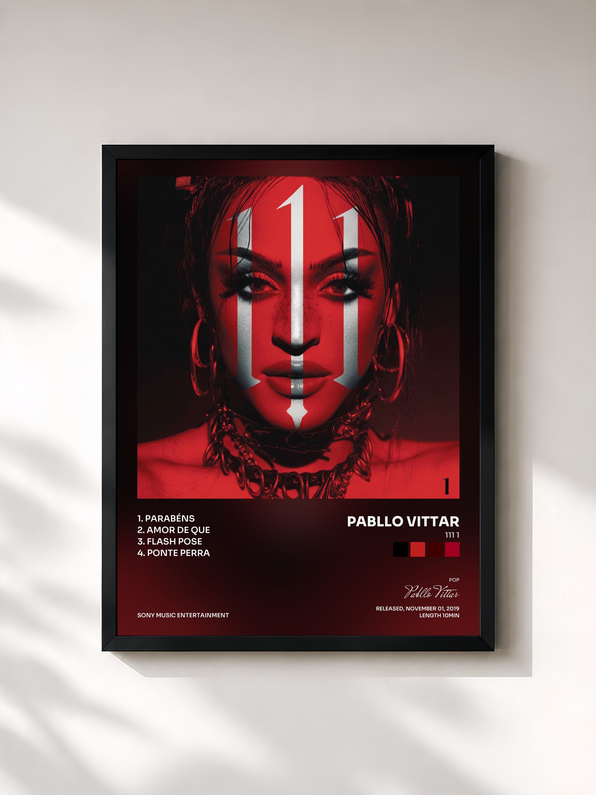 #noir Tableau de l'album 111 1 de Pabllo Vittar, cadre noir, imprimé et encadré en France