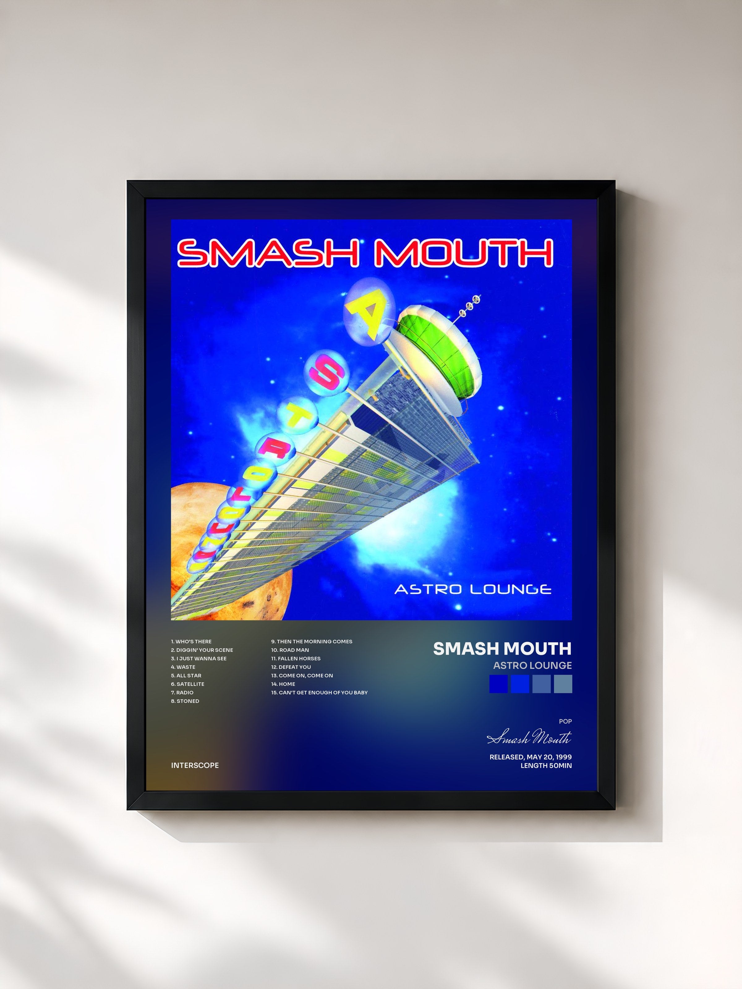 #noir Tableau de l'album Astro Lounge de Smash Mouth, cadre noir, imprimé et encadré en France