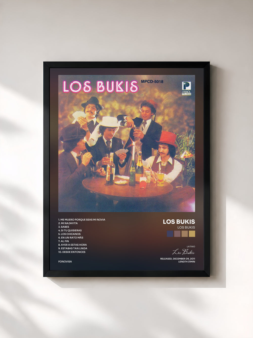 #noir Tableau de l'album Los Bukis de Los Bukis, cadre noir, imprimé et encadré en France