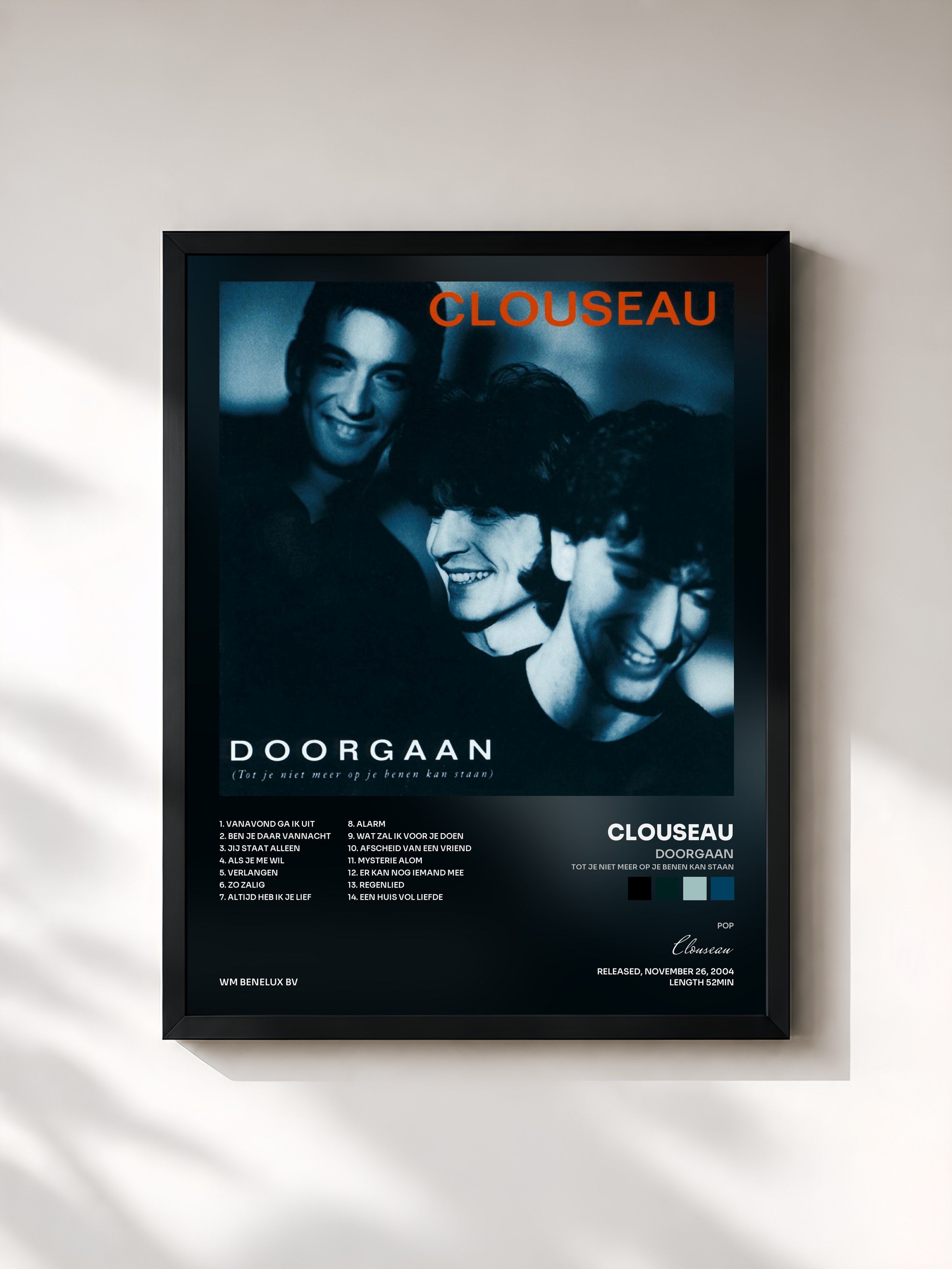 #noir Tableau de l'album Doorgaan (Tot je niet meer op je benen kan staan) de Clouseau, cadre noir, imprimé et encadré en France