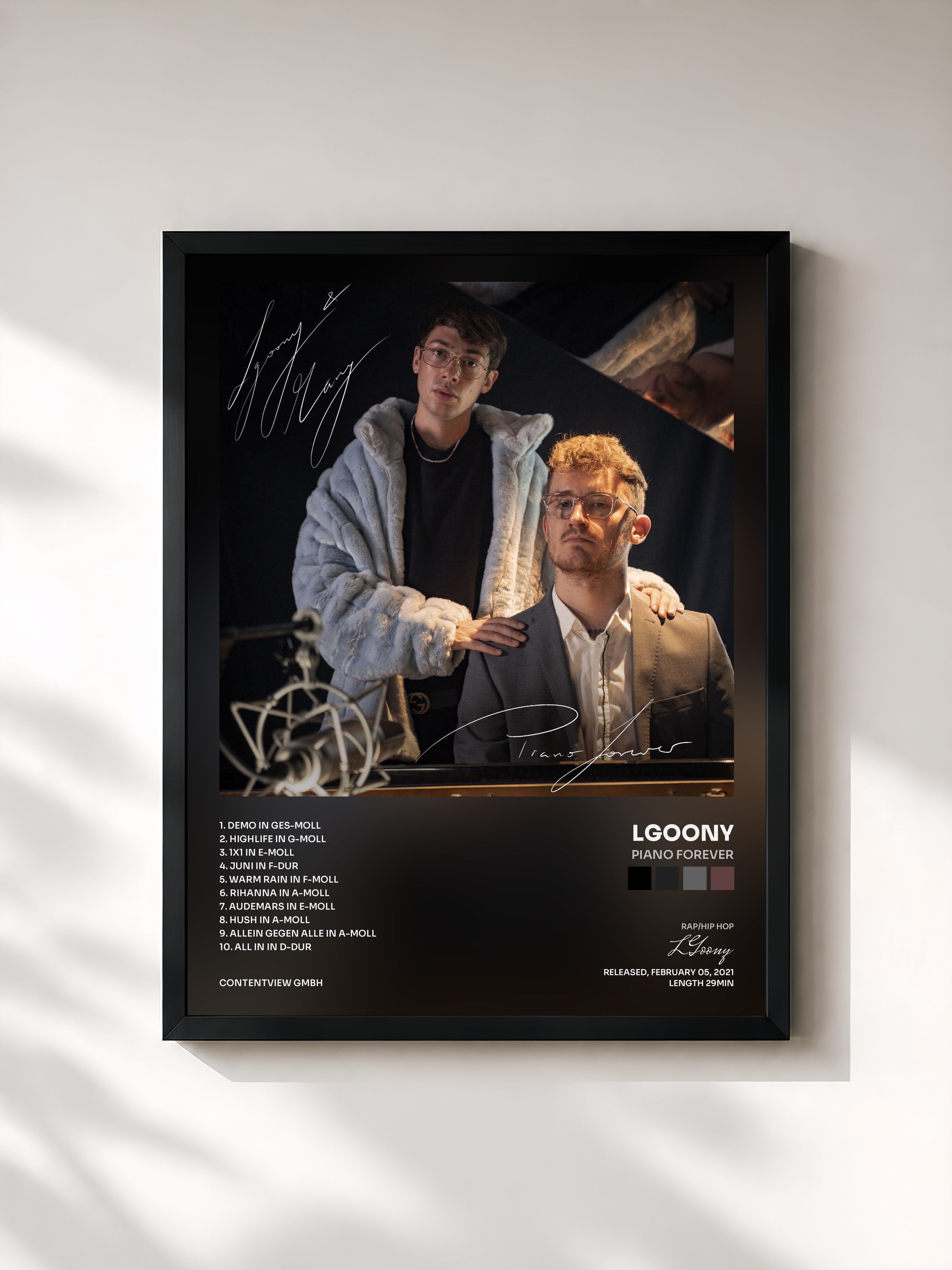 #noir Tableau de l'album Piano Forever de LGoony, cadre noir, imprimé et encadré en France