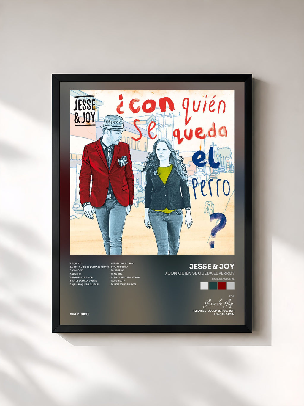 #noir Tableau de l'album ¿Con Quién Se Queda El Perro? (iTunes Exclusive) de Jesse & Joy, cadre noir, imprimé et encadré en France