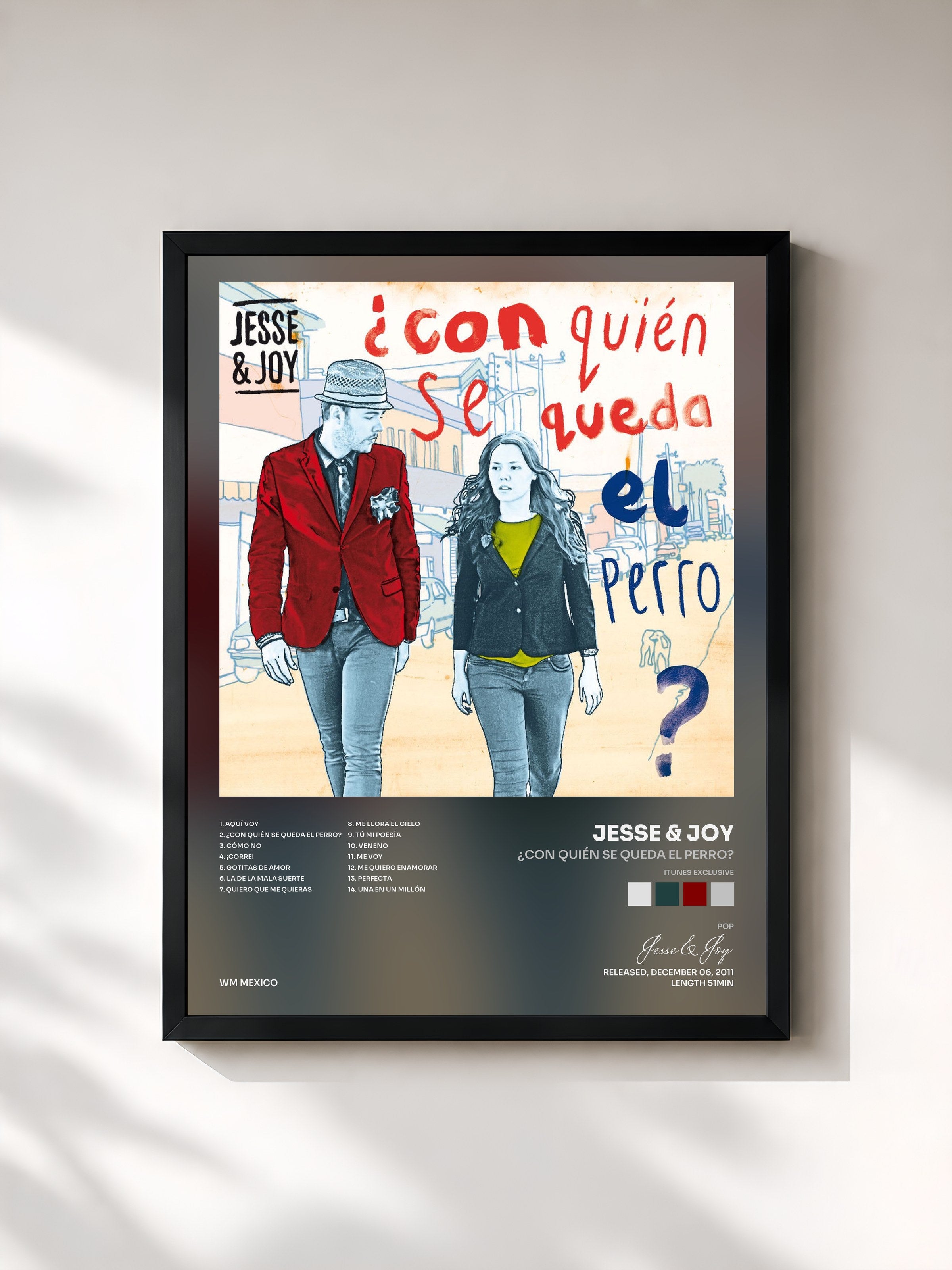 #noir Tableau de l'album ¿Con Quién Se Queda El Perro? (iTunes Exclusive) de Jesse & Joy, cadre noir, imprimé et encadré en France