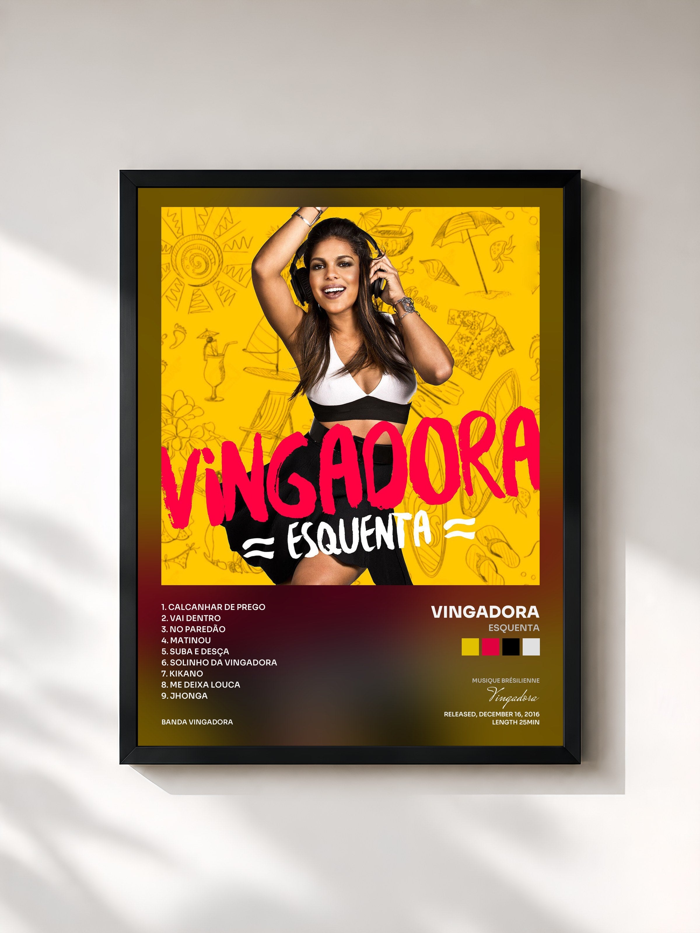#noir Tableau de l'album Esquenta de Vingadora, cadre noir, imprimé et encadré en France