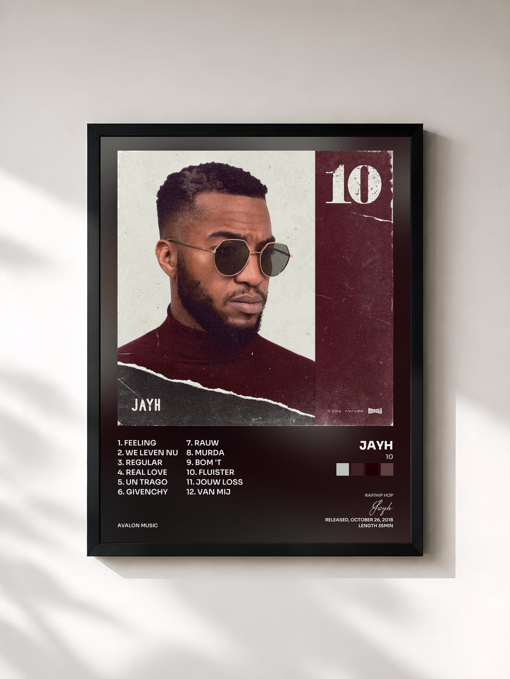#noir Tableau de l'album 10 de Jayh, cadre noir, imprimé et encadré en France