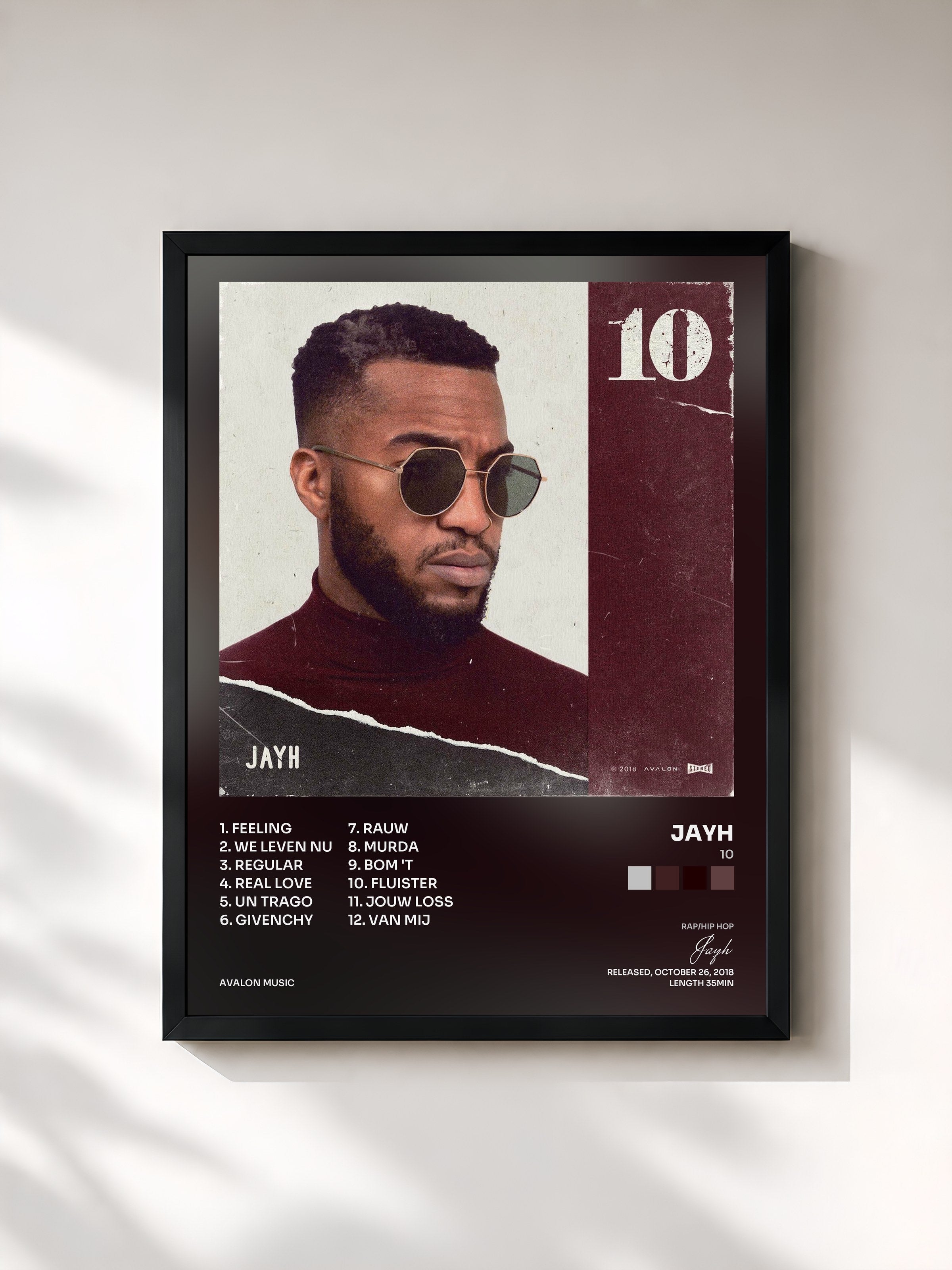 #noir Tableau de l'album 10 de Jayh, cadre noir, imprimé et encadré en France