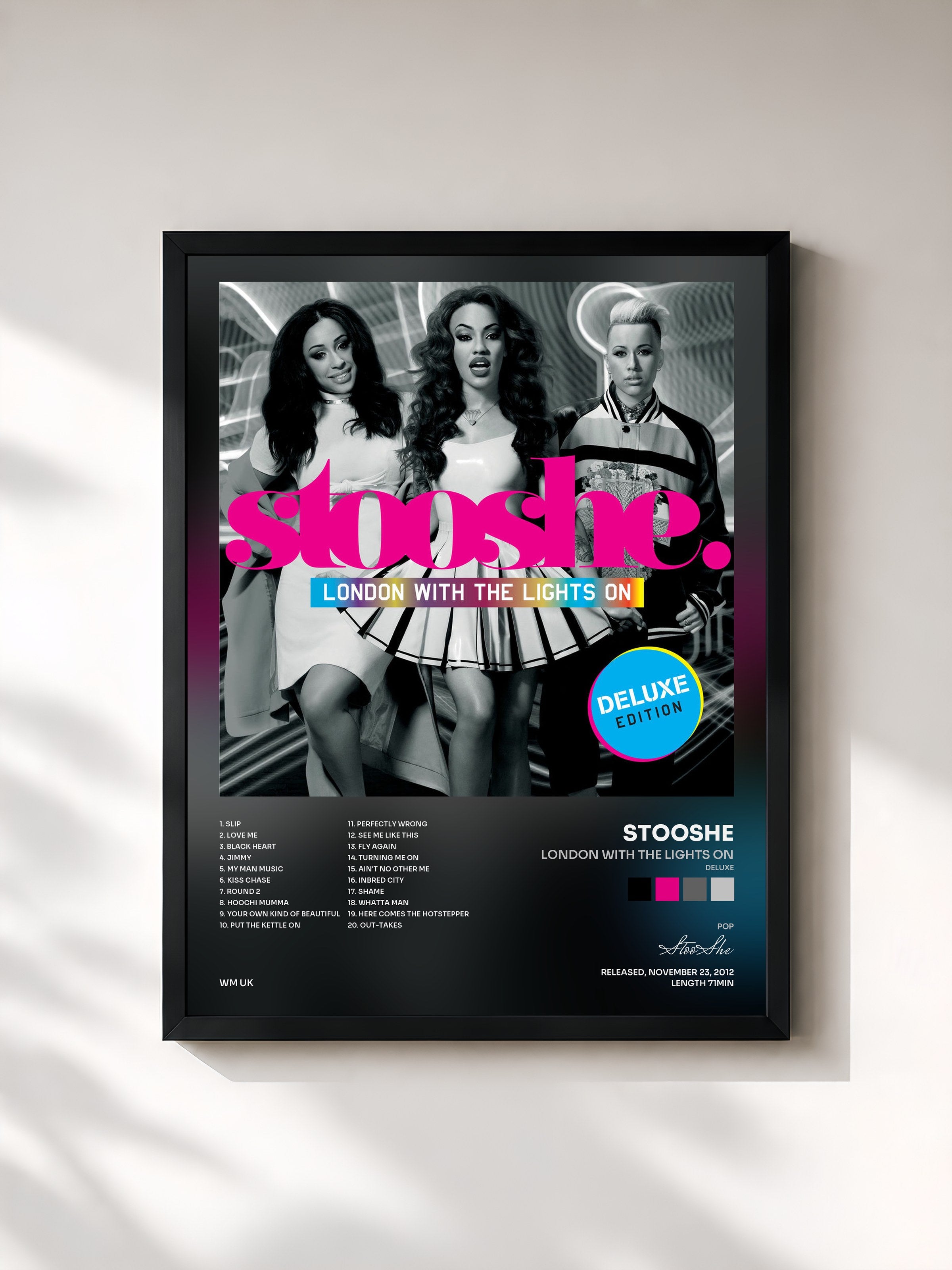 #noir Tableau de l'album London With The Lights On (Deluxe) de StooShe, cadre noir, imprimé et encadré en France