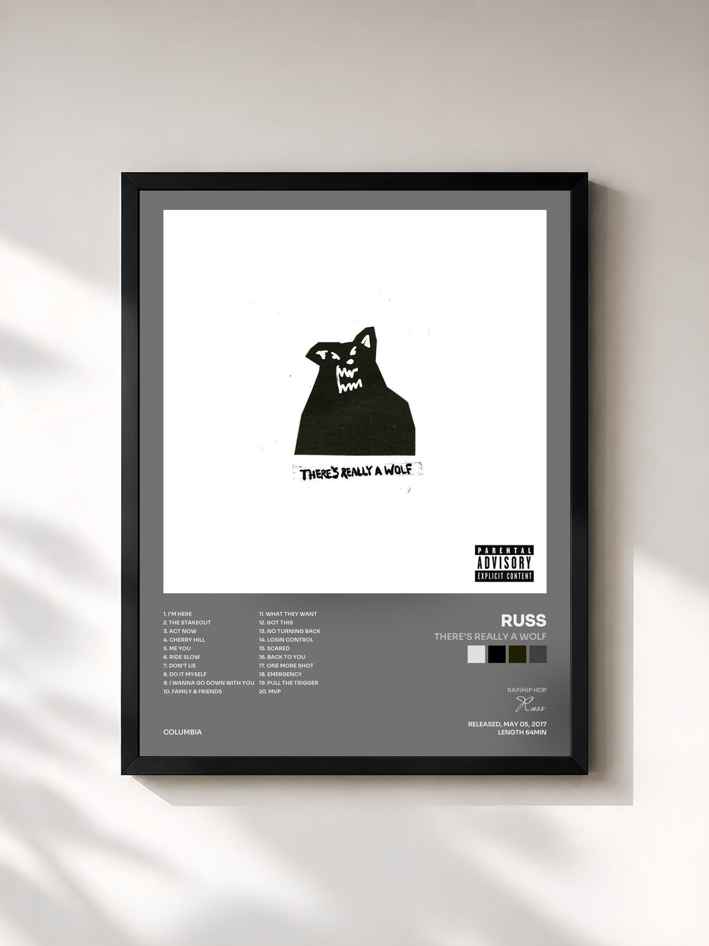#noir Tableau de l'album There's Really A Wolf de Russ, cadre noir, imprimé et encadré en France