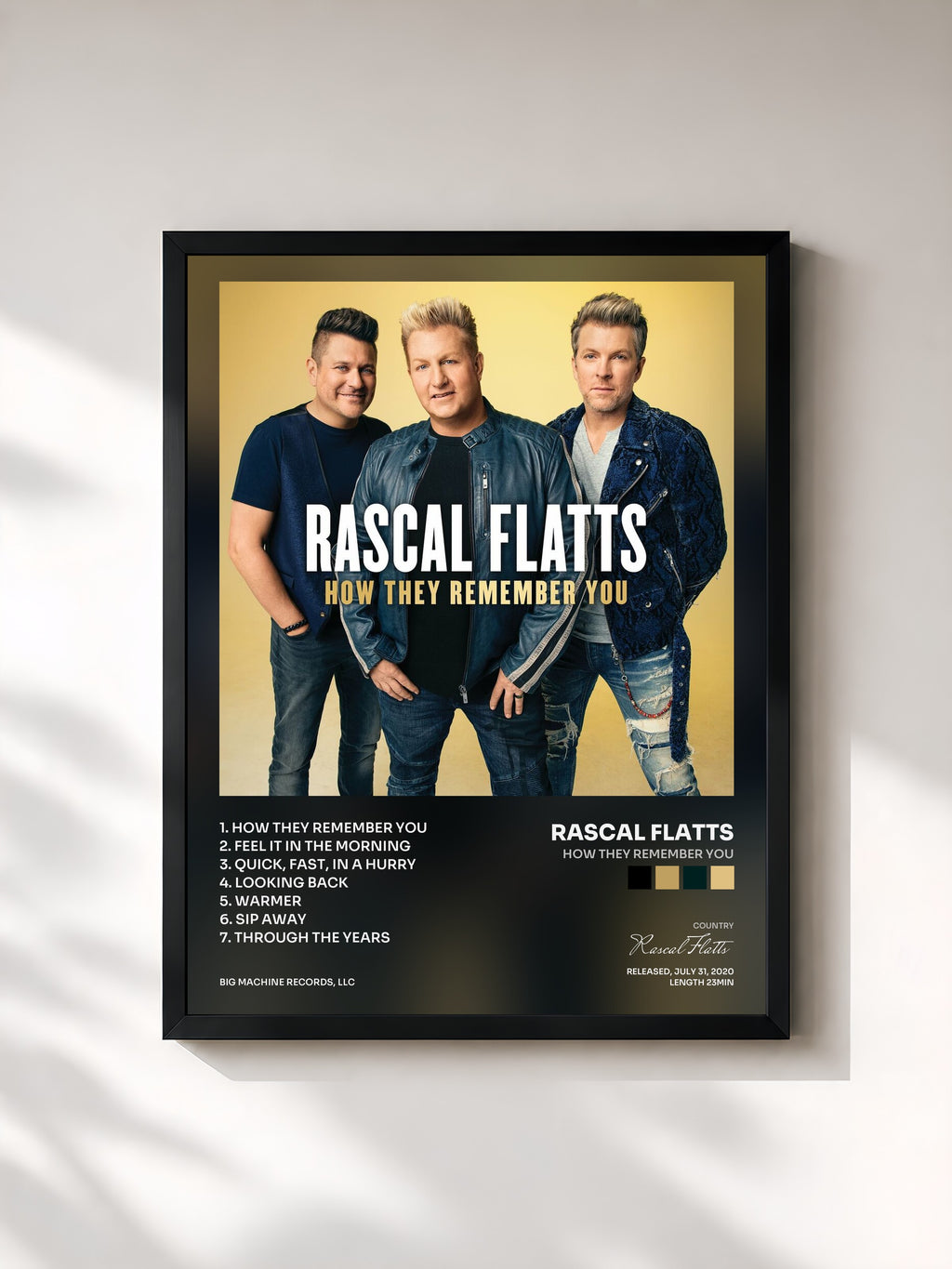 #noir Tableau de l'album How They Remember You de Rascal Flatts, cadre noir, imprimé et encadré en France