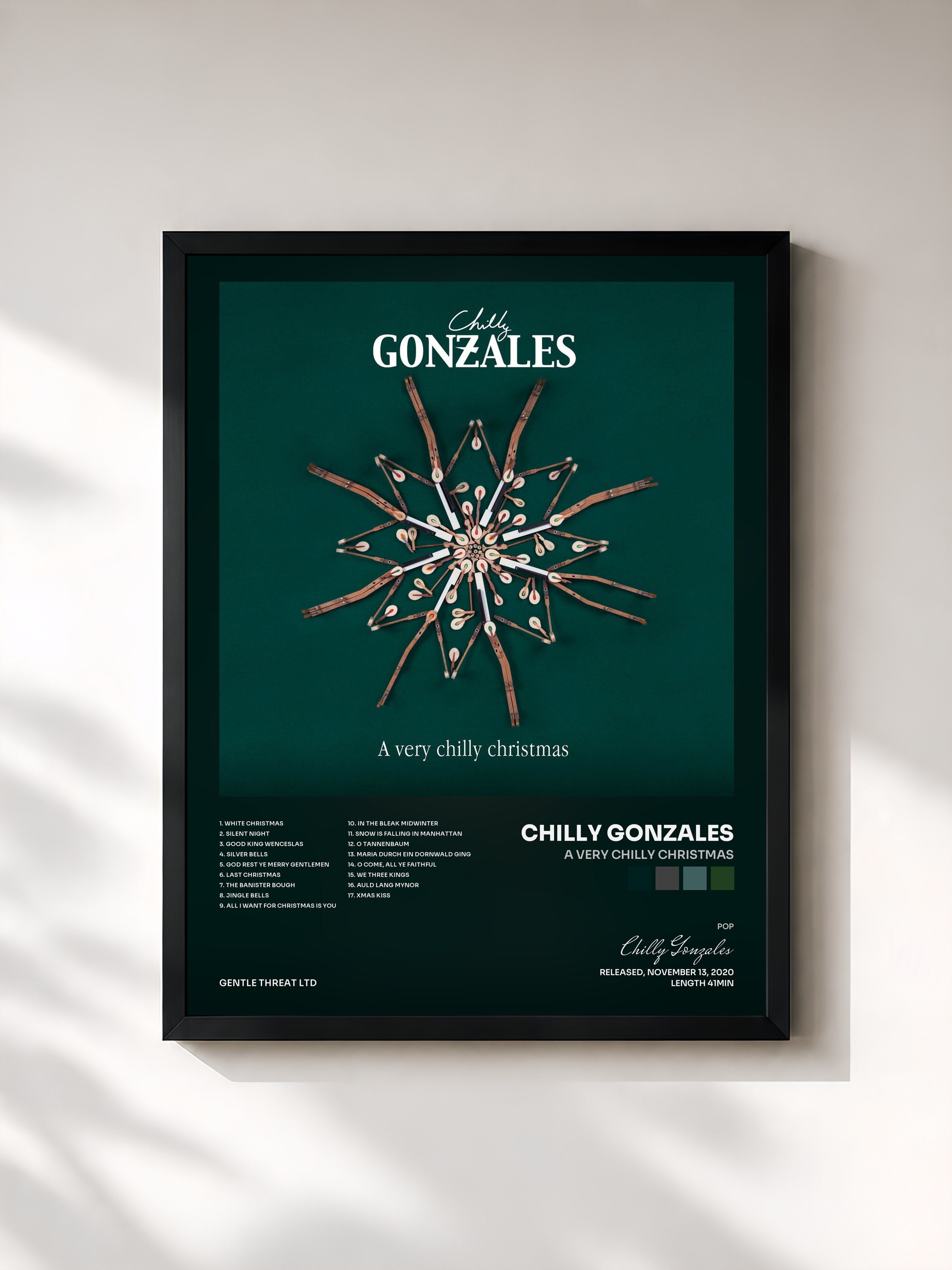 #noir Tableau de l'album A very chilly christmas de Chilly Gonzales, cadre noir, imprimé et encadré en France