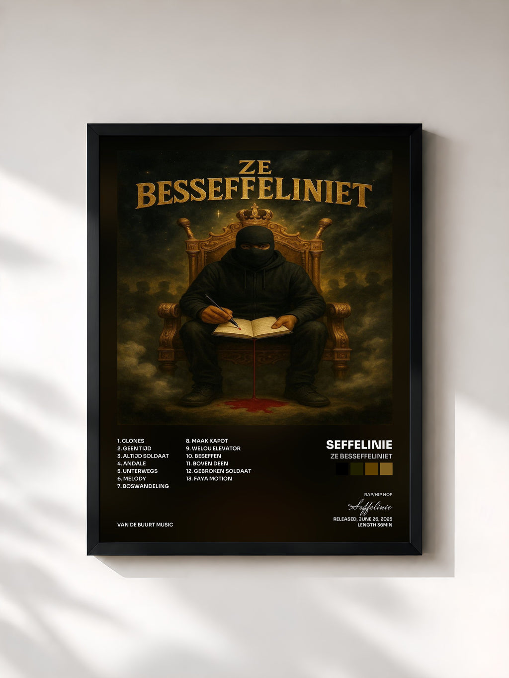 #noir Tableau de l'album Ze Besseffeliniet de Seffelinie, cadre noir, imprimé et encadré en France