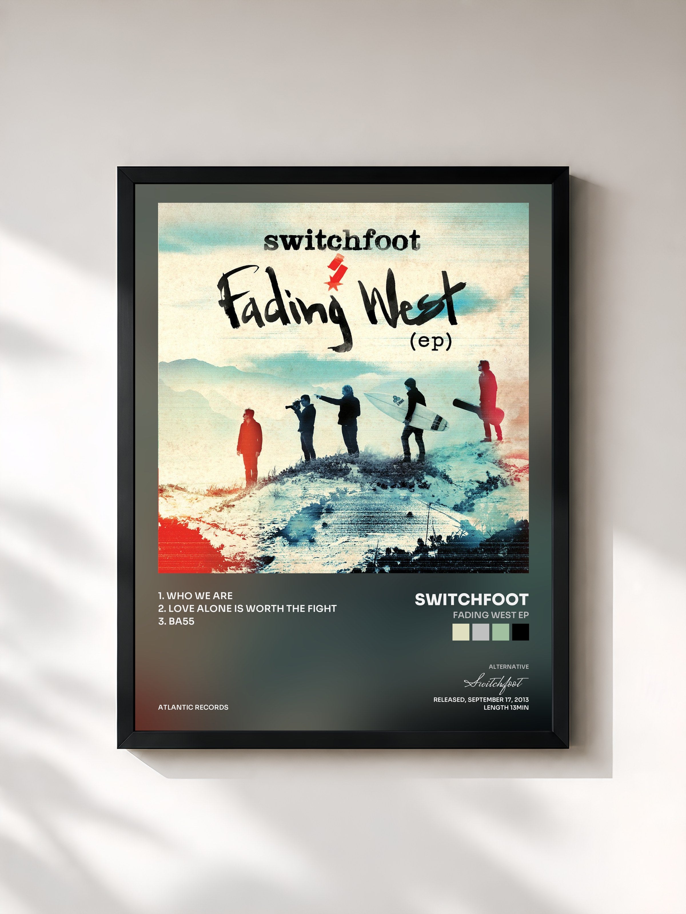 #noir Tableau de l'album Fading West EP de Switchfoot, cadre noir, imprimé et encadré en France
