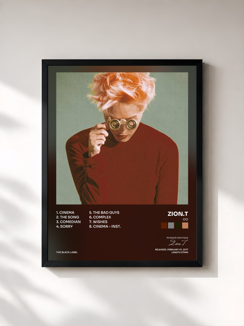 #noir Tableau de l'album OO de Zion.T, cadre noir, imprimé et encadré en France
