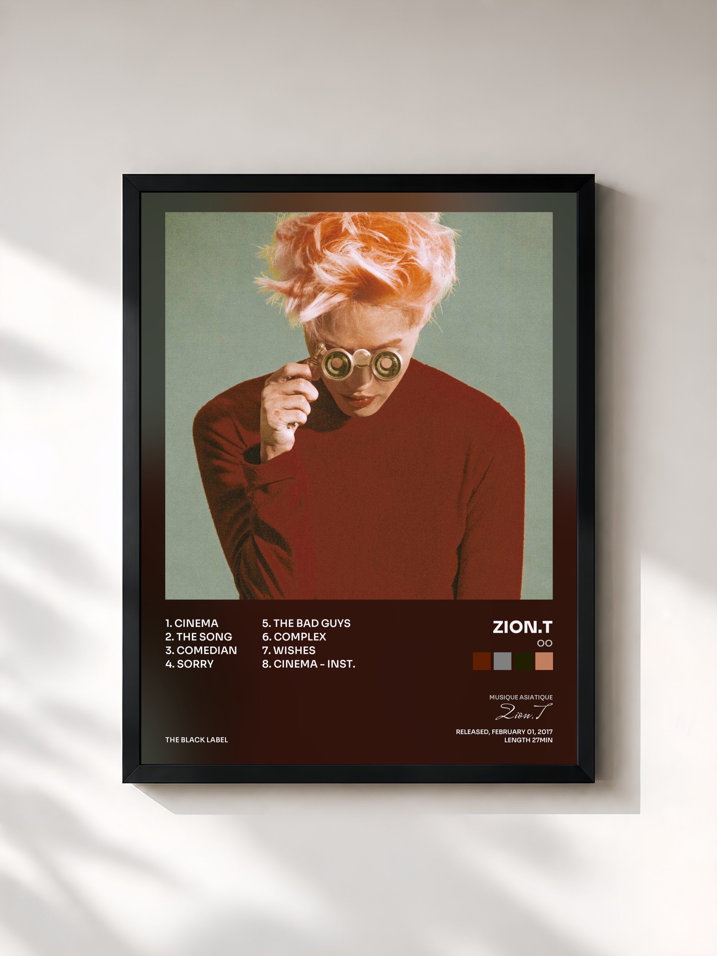 #noir Tableau de l'album OO de Zion.T, cadre noir, imprimé et encadré en France