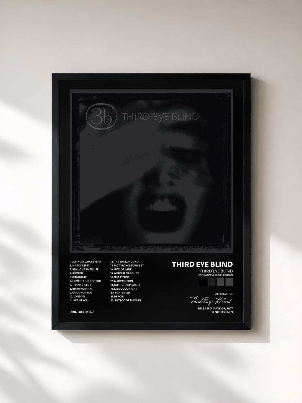 #noir Tableau de l'album Third Eye Blind (20th Anniversary Edition) de Third Eye Blind, cadre noir, imprimé et encadré en France