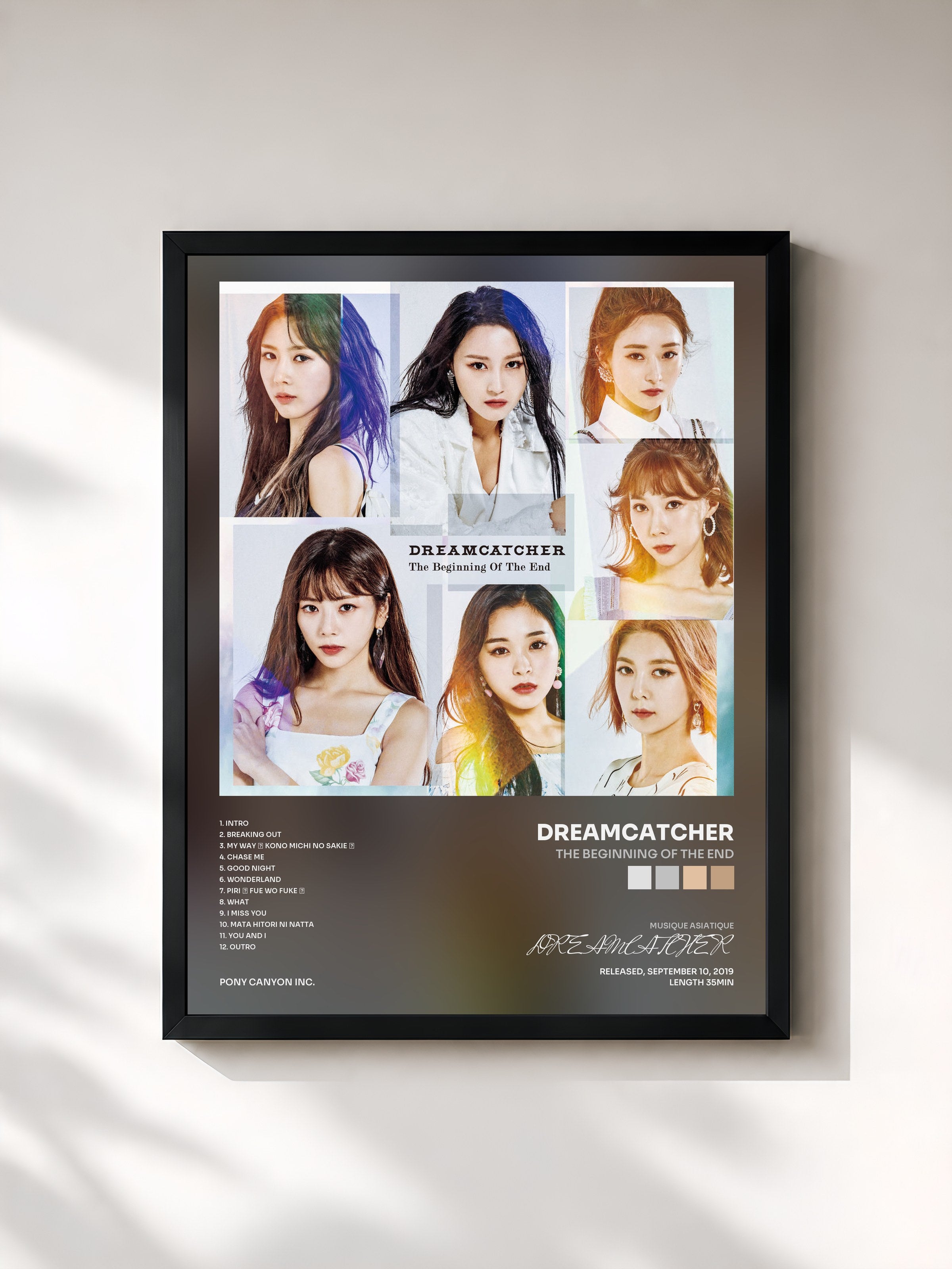 #noir Tableau de l'album The Beginning of The End de DREAMCATCHER, cadre noir, imprimé et encadré en France