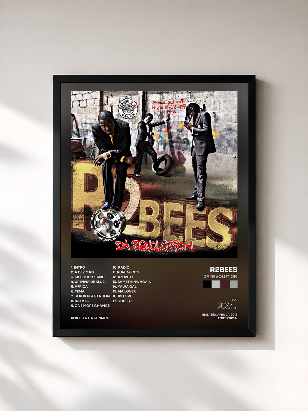 #noir Tableau de l'album Da Revolution de R2bees, cadre noir, imprimé et encadré en France
