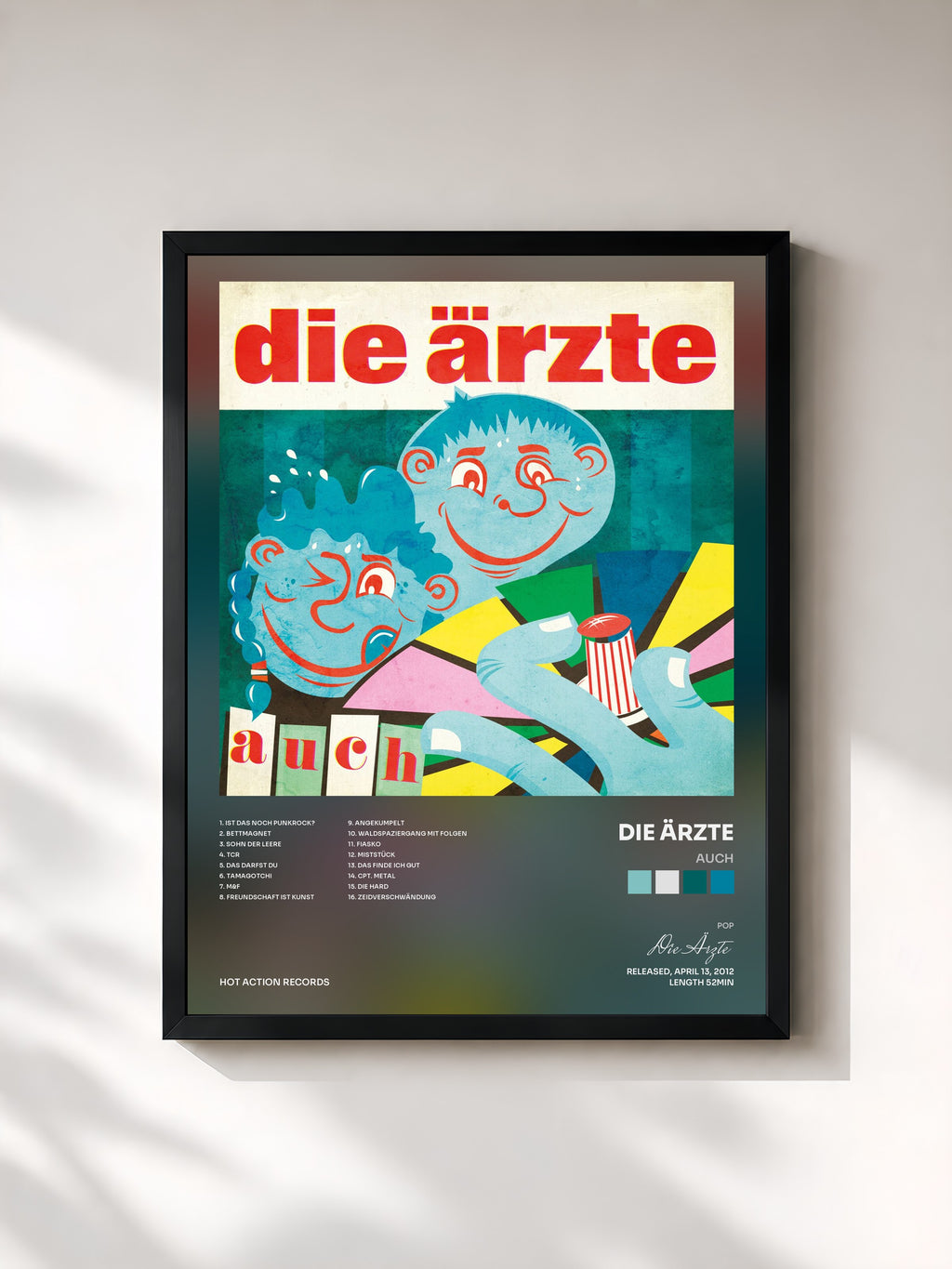 #noir Tableau de l'album auch de Die Ärzte, cadre noir, imprimé et encadré en France