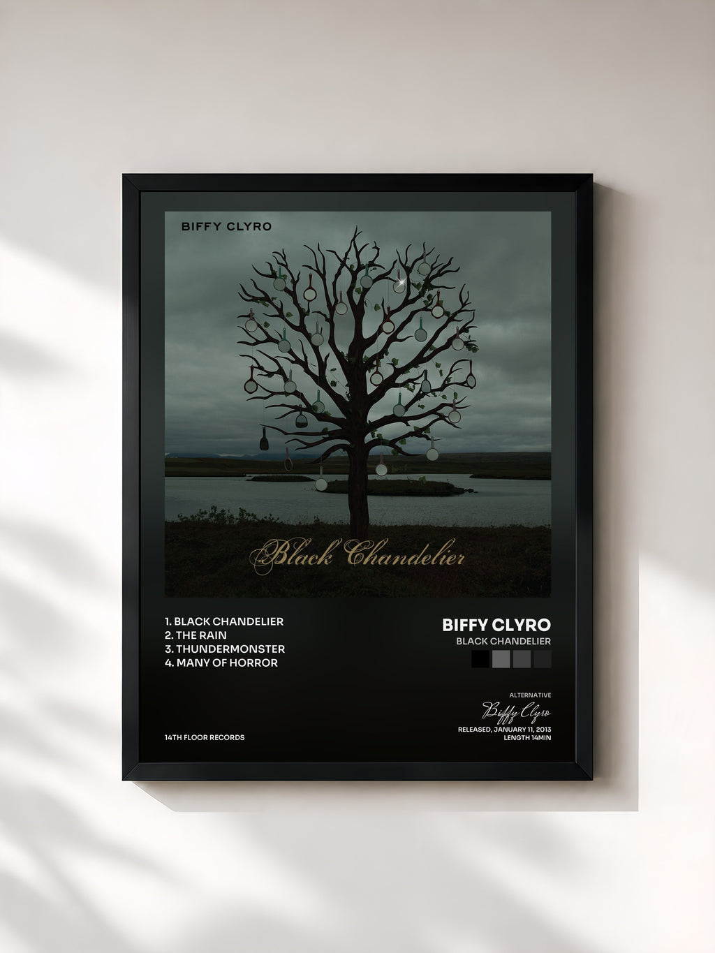 #noir Tableau de l'album Black Chandelier de Biffy Clyro, cadre noir, imprimé et encadré en France