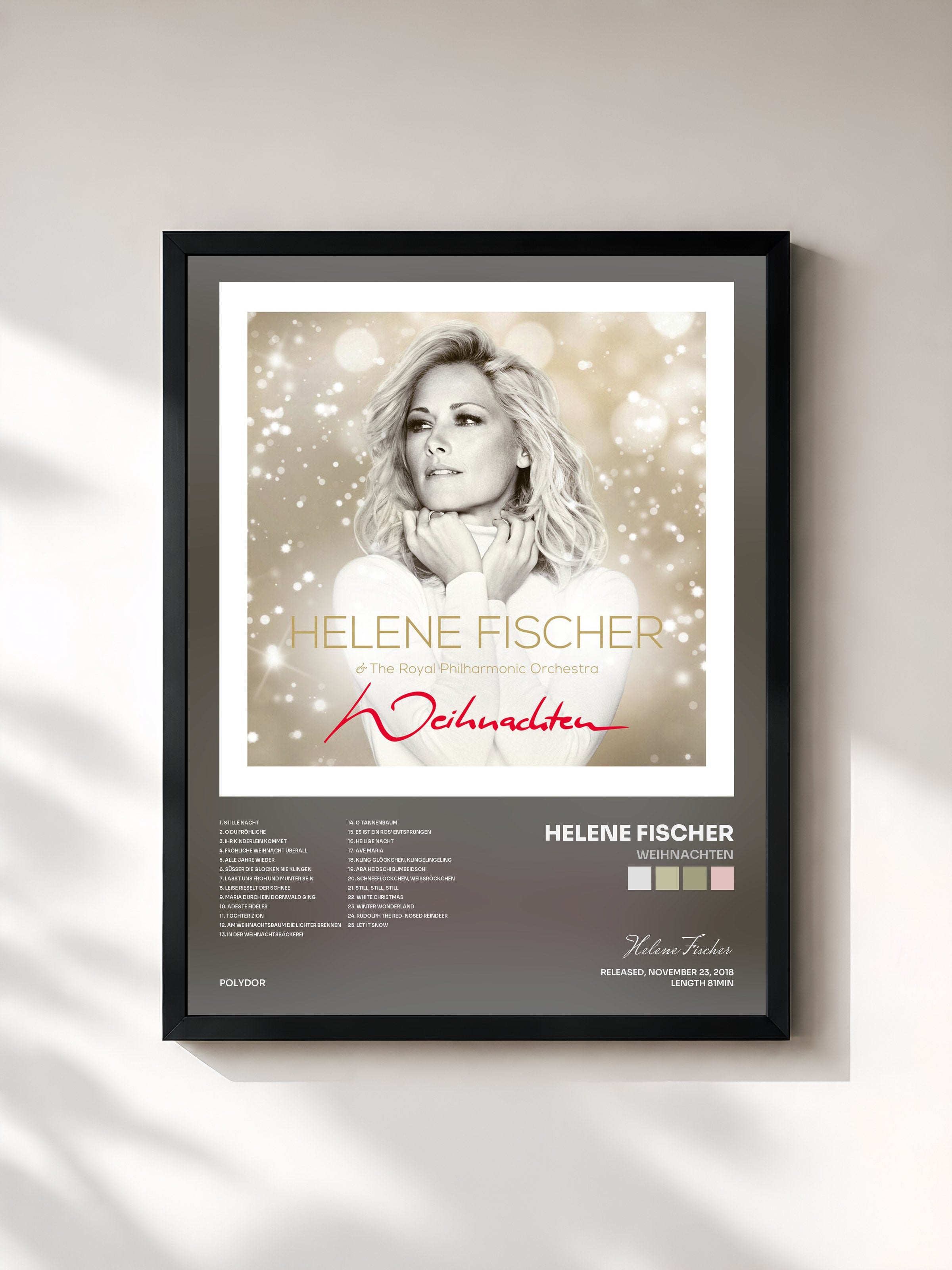 #noir Tableau de l'album Weihnachten de Helene Fischer, cadre noir, imprimé et encadré en France
