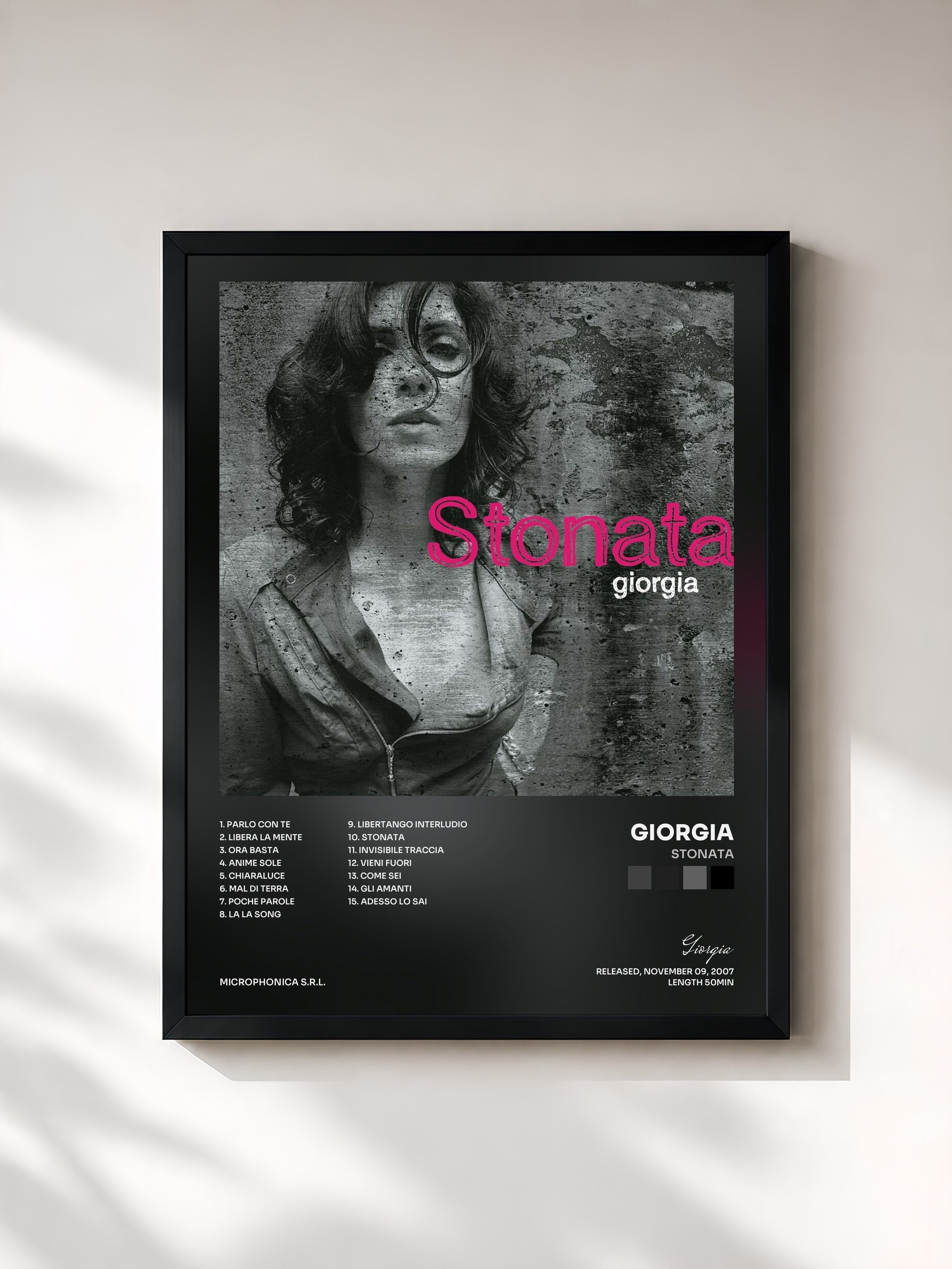 #noir Tableau de l'album Stonata de Giorgia, cadre noir, imprimé et encadré en France
