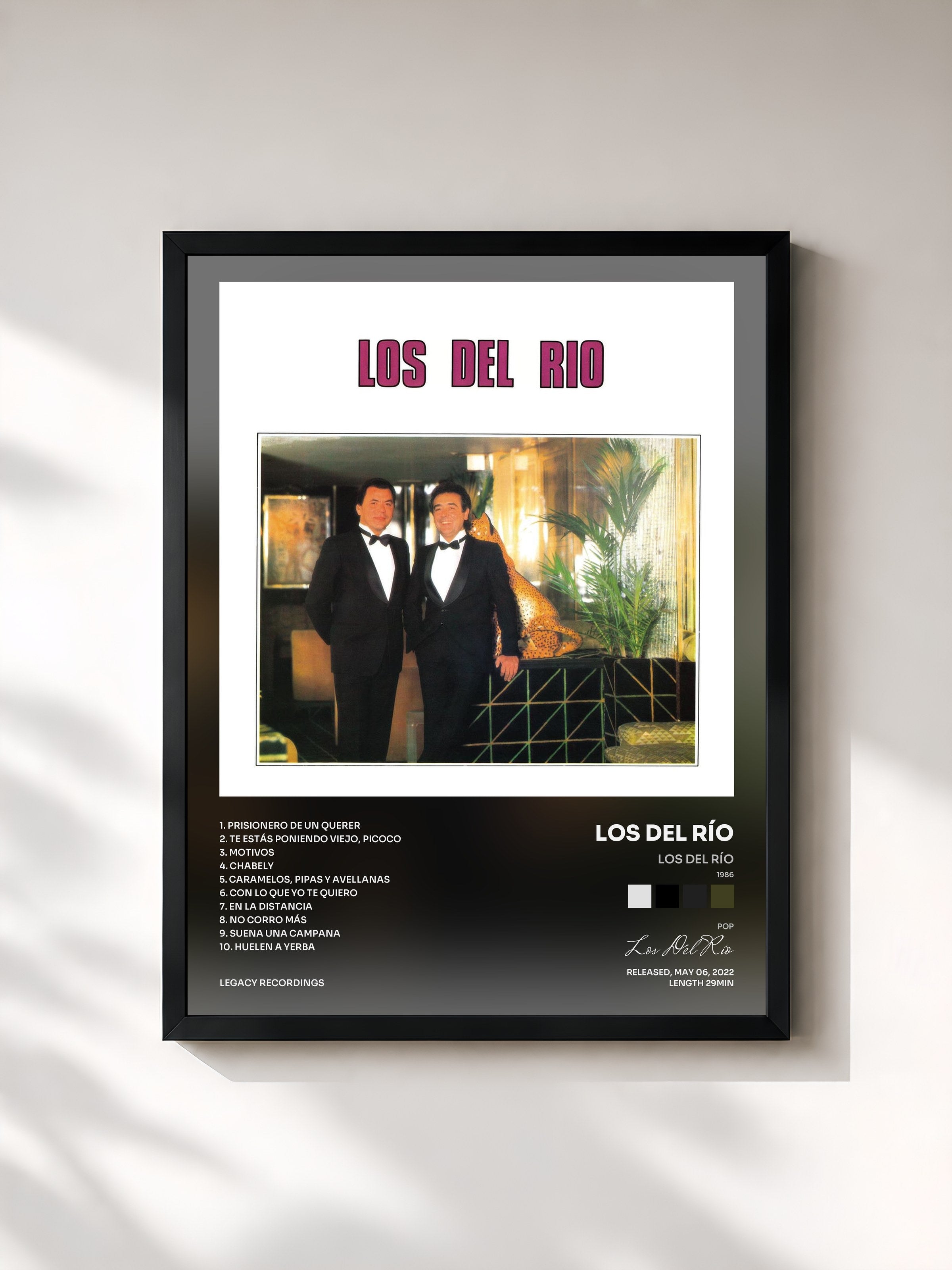 #noir Tableau de l'album Los del Río (1986) de Los Del Río, cadre noir, imprimé et encadré en France