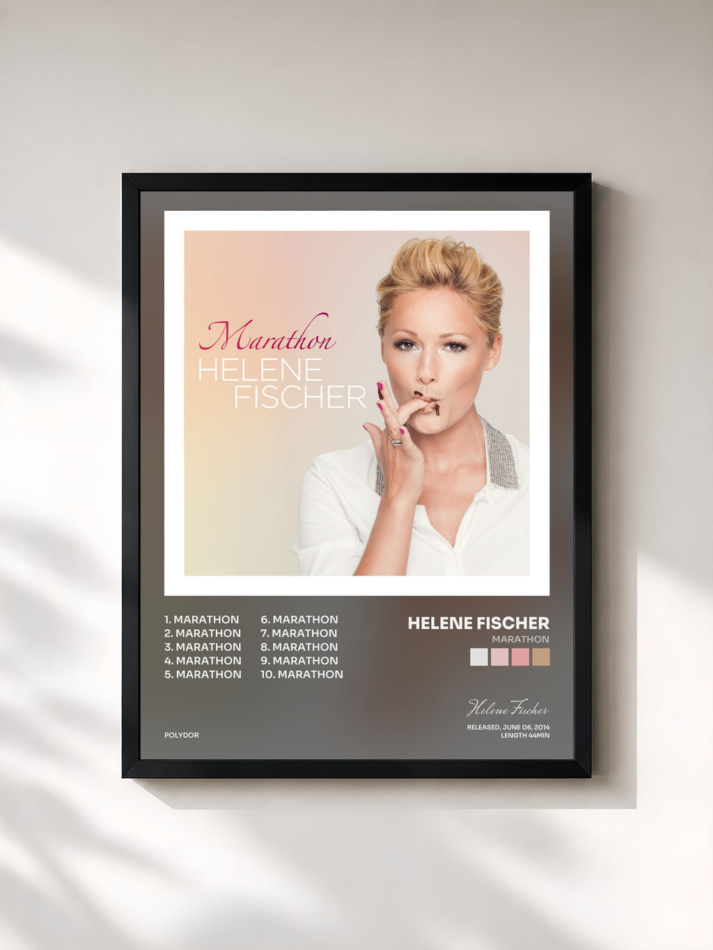 #noir Tableau de l'album Marathon de Helene Fischer, cadre noir, imprimé et encadré en France