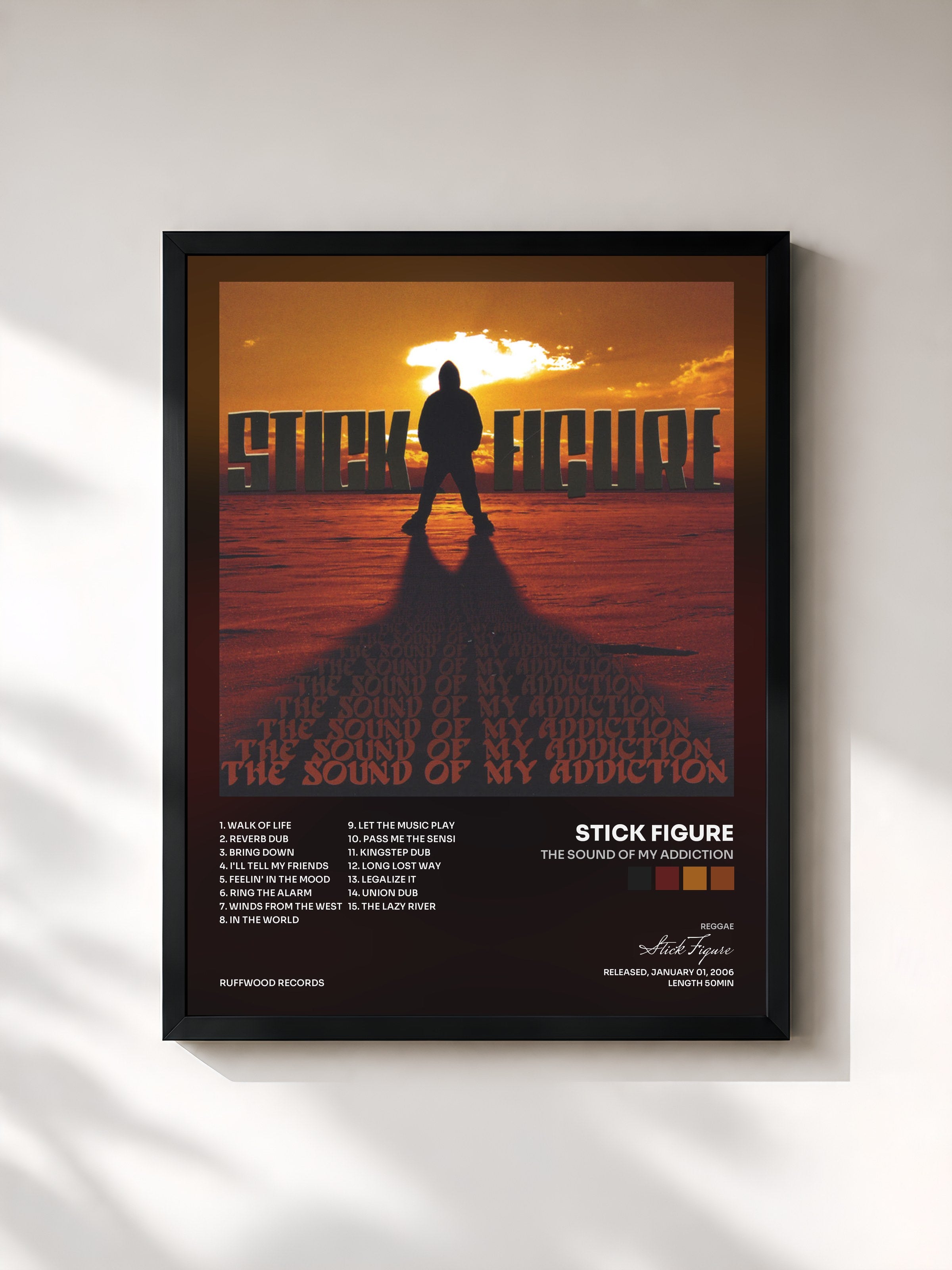 #noir Tableau de l'album The Sound of My Addiction de Stick Figure, cadre noir, imprimé et encadré en France