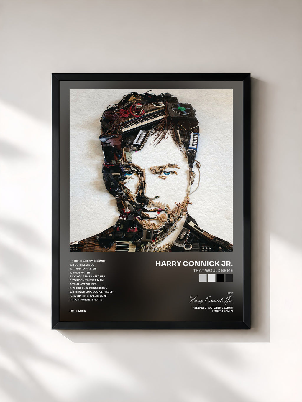 #noir Tableau de l'album That Would Be Me de Harry Connick Jr., cadre noir, imprimé et encadré en France