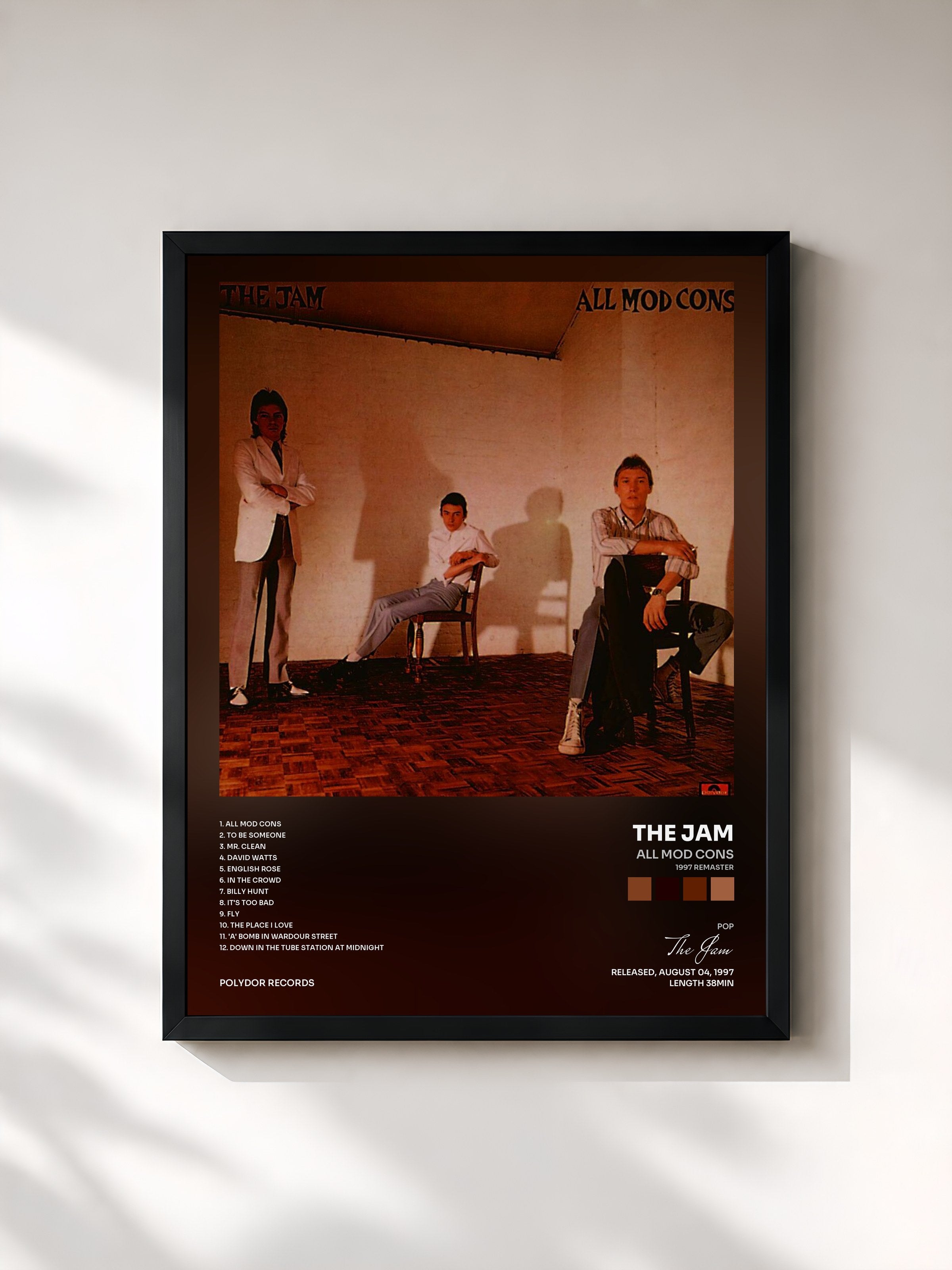 #noir Tableau de l'album All Mod Cons (1997 Remaster) de The Jam, cadre noir, imprimé et encadré en France