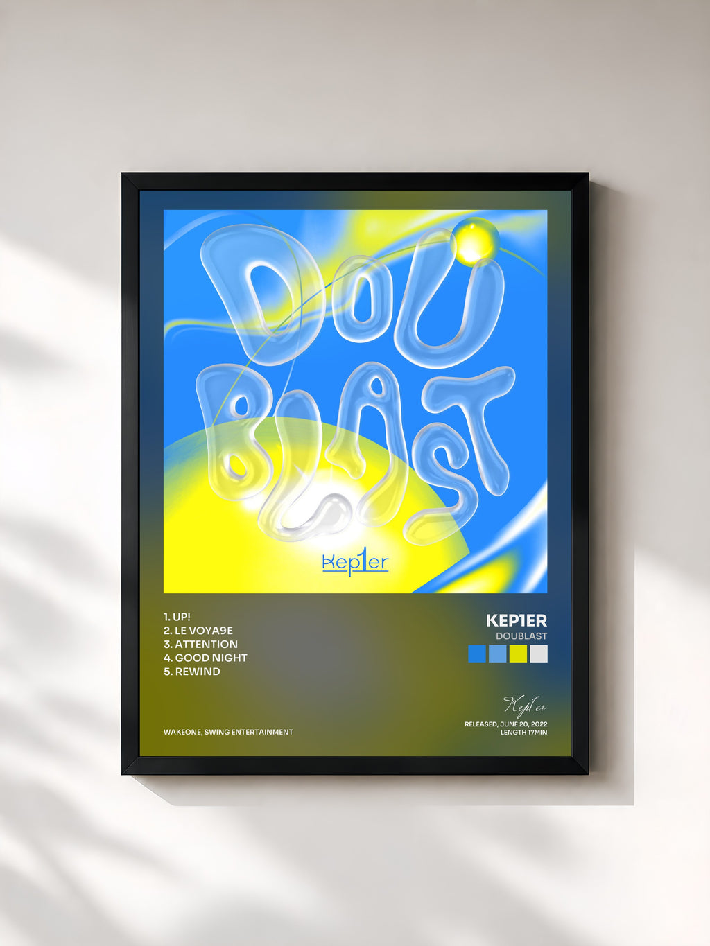 #noir Tableau de l'album DOUBLAST de Kep1er, cadre noir, imprimé et encadré en France