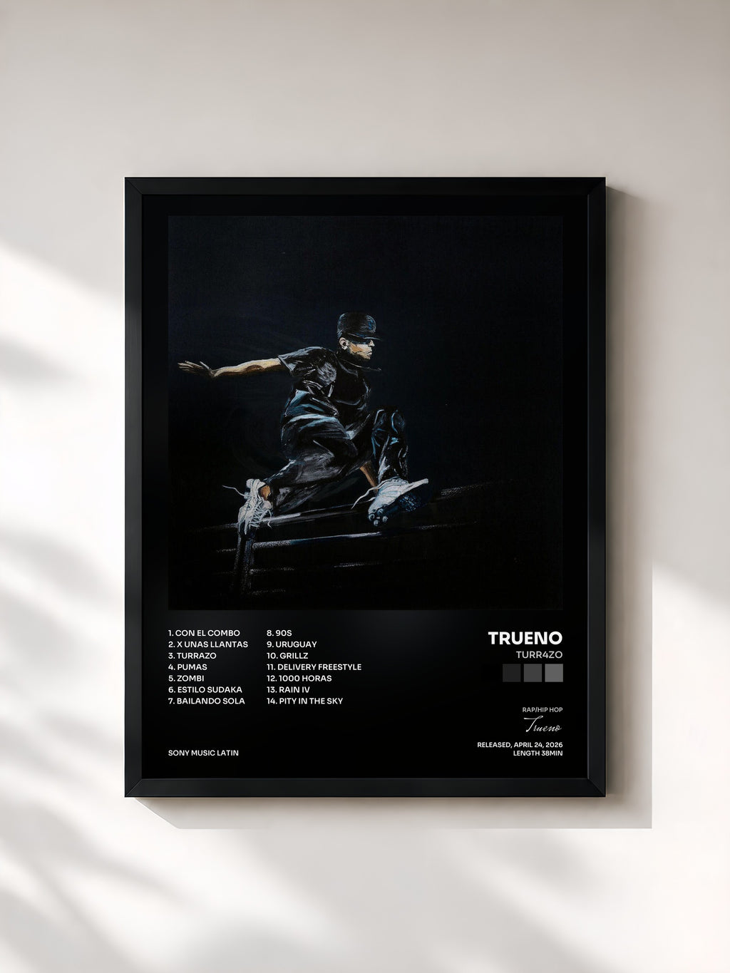 #noir Tableau de l'album TURR4ZO de Trueno, cadre noir, imprimé et encadré en France