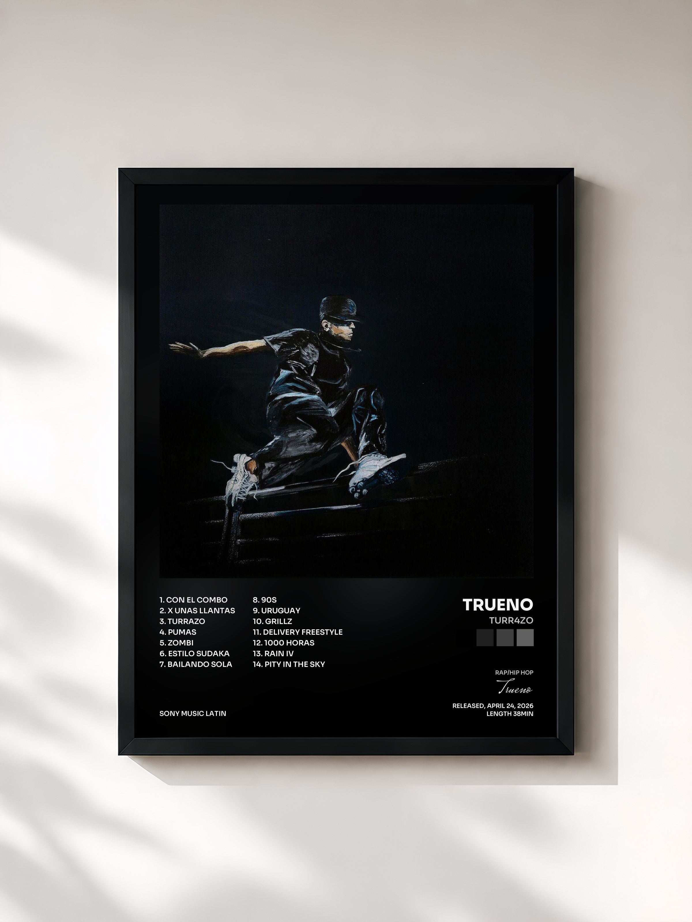 #noir Tableau de l'album TURR4ZO de Trueno, cadre noir, imprimé et encadré en France