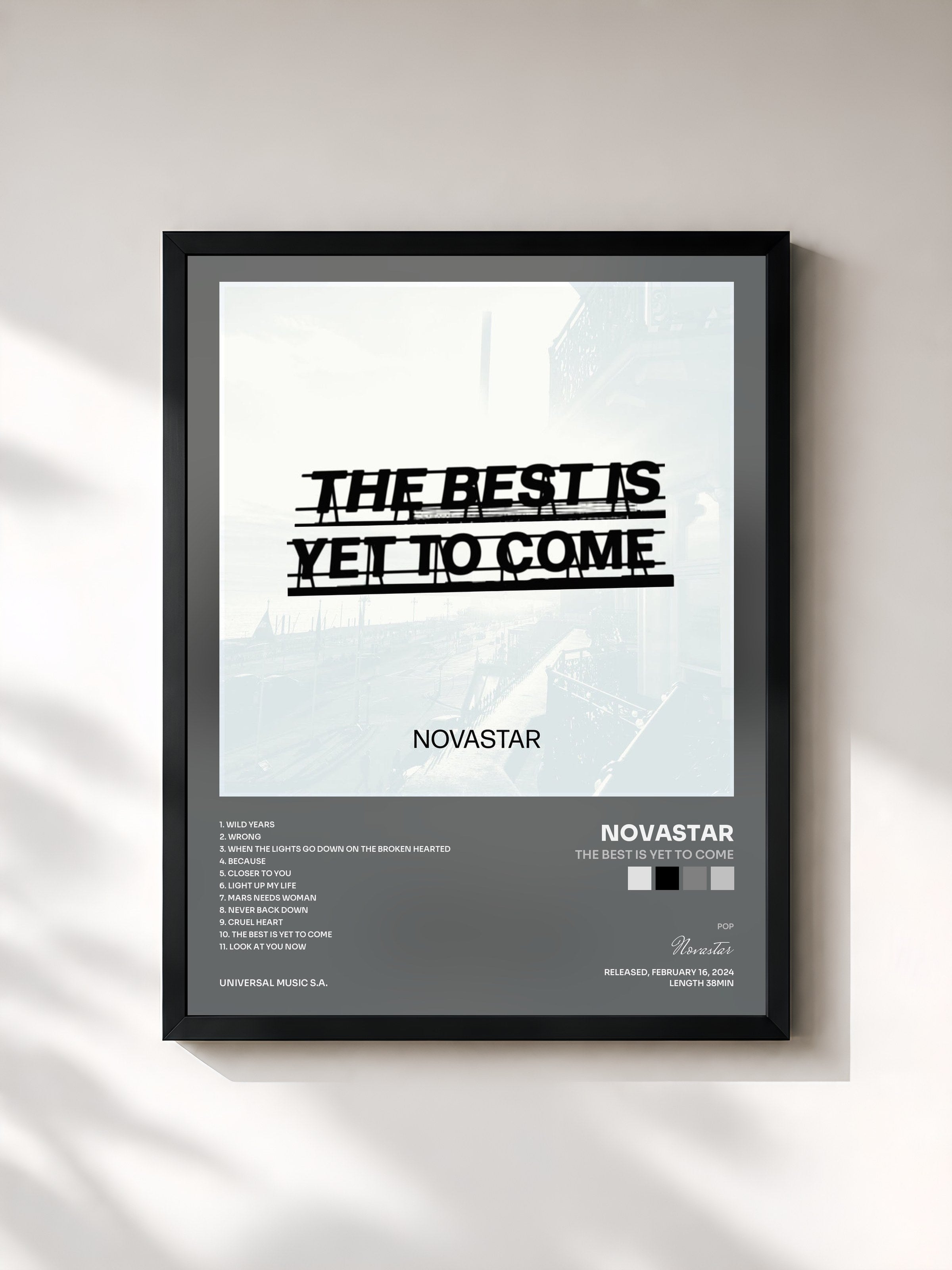 #noir Tableau de l'album The Best Is Yet To Come de Novastar, cadre noir, imprimé et encadré en France
