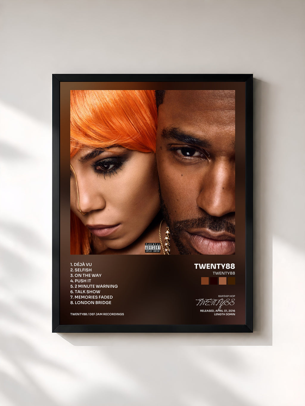 #noir Tableau de l'album TWENTY88 de TWENTY88, cadre noir, imprimé et encadré en France