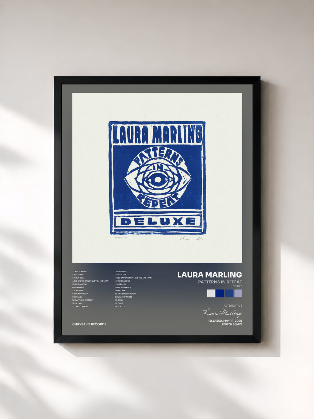 #noir Tableau de l'album Patterns in Repeat (Deluxe) de Laura Marling, cadre noir, imprimé et encadré en France