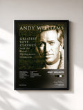 #noir Tableau de l'album Greatest Love Classics de Andy Williams, cadre noir, imprimé et encadré en France