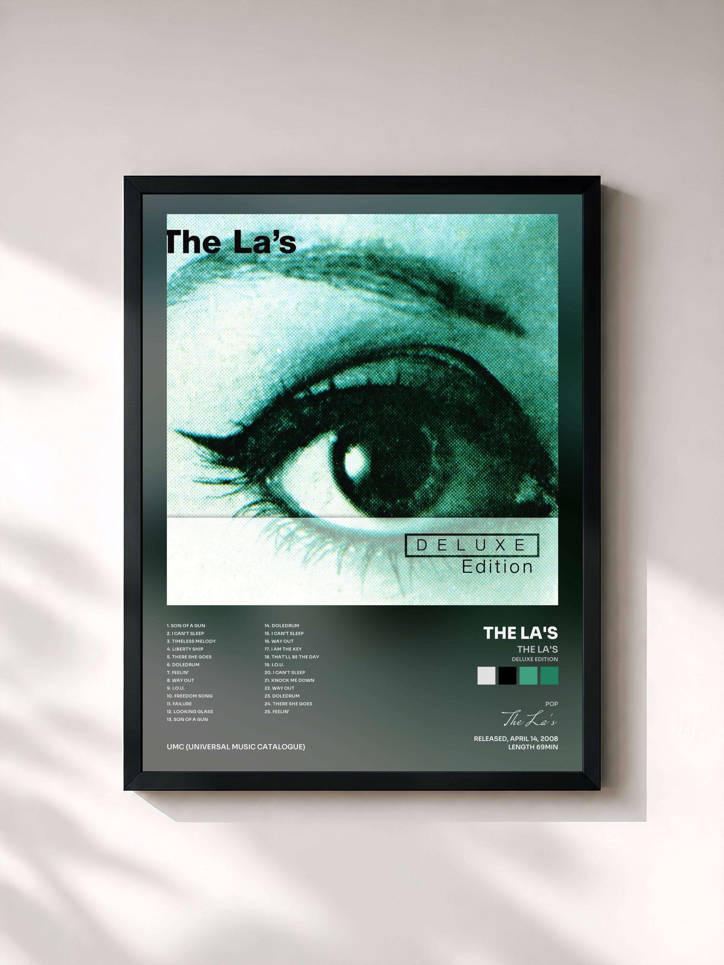 #noir Tableau de l'album The La's (Deluxe Edition) de The La's, cadre noir, imprimé et encadré en France