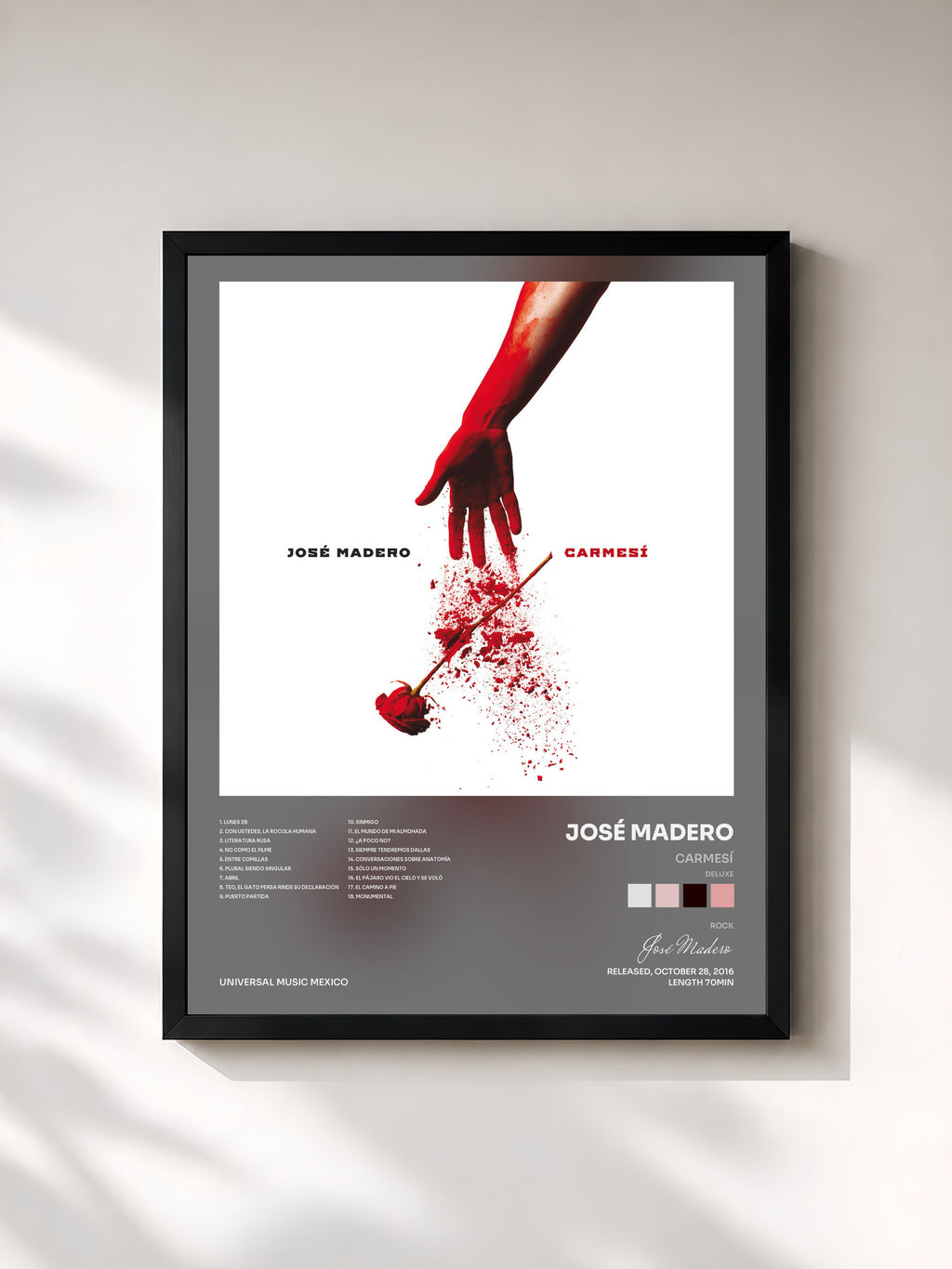 #noir Tableau de l'album Carmesí (Deluxe) de José Madero, cadre noir, imprimé et encadré en France