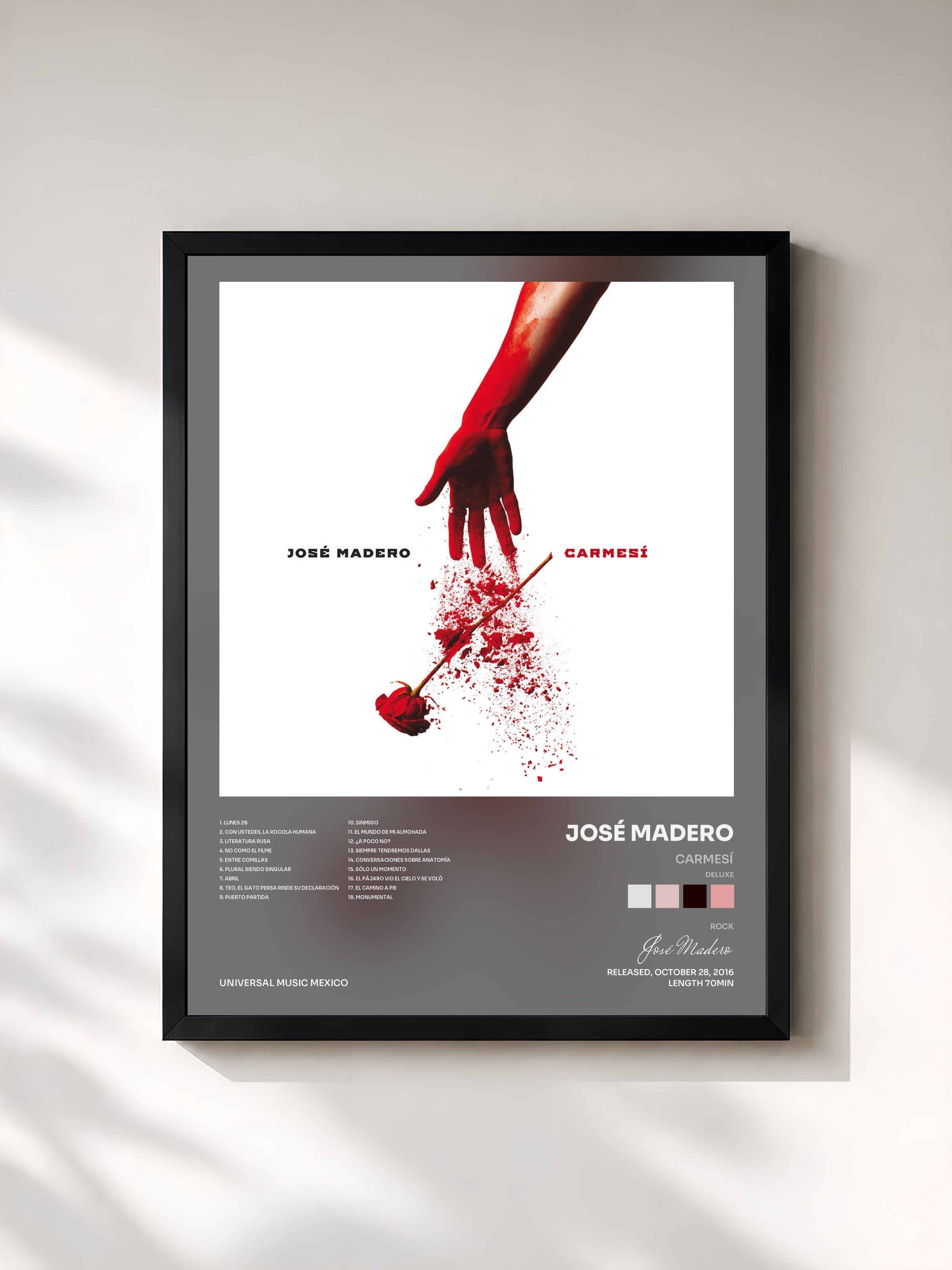 #noir Tableau de l'album Carmesí (Deluxe) de José Madero, cadre noir, imprimé et encadré en France