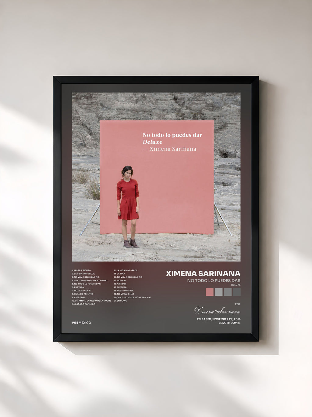 #noir Tableau de l'album No todo lo puedes dar (Deluxe) de Ximena Sarinana, cadre noir, imprimé et encadré en France