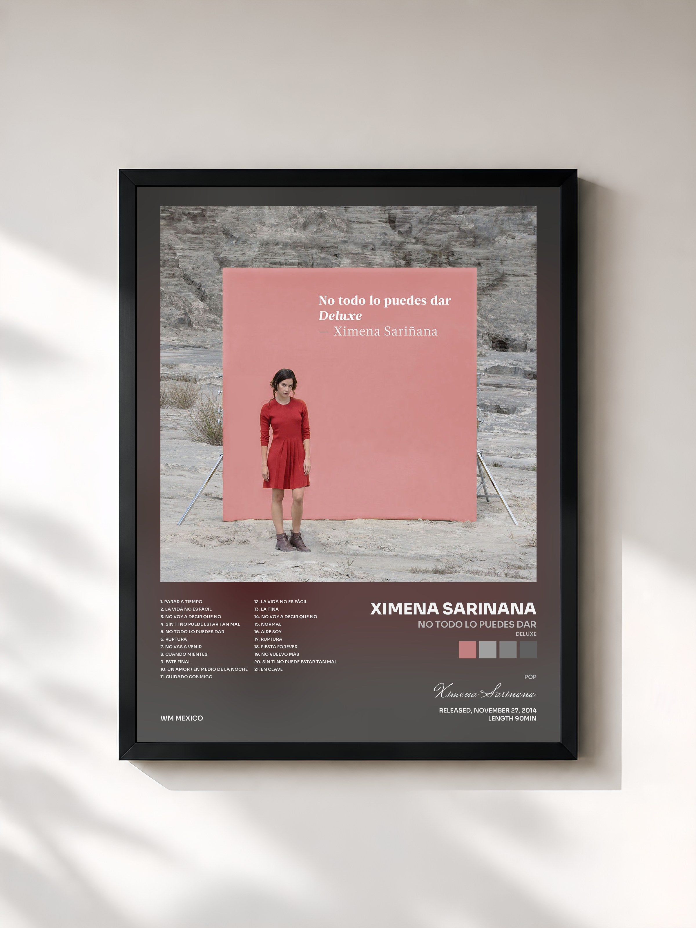 #noir Tableau de l'album No todo lo puedes dar (Deluxe) de Ximena Sarinana, cadre noir, imprimé et encadré en France