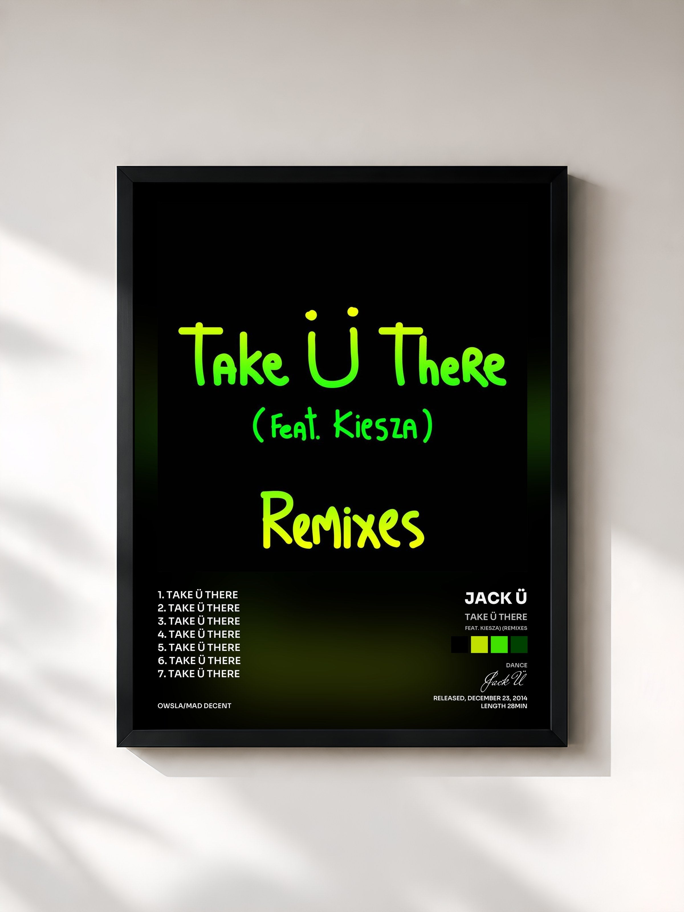 #noir Tableau de l'album Take Ü There (feat. Kiesza) (Remixes) de Jack Ü, cadre noir, imprimé et encadré en France