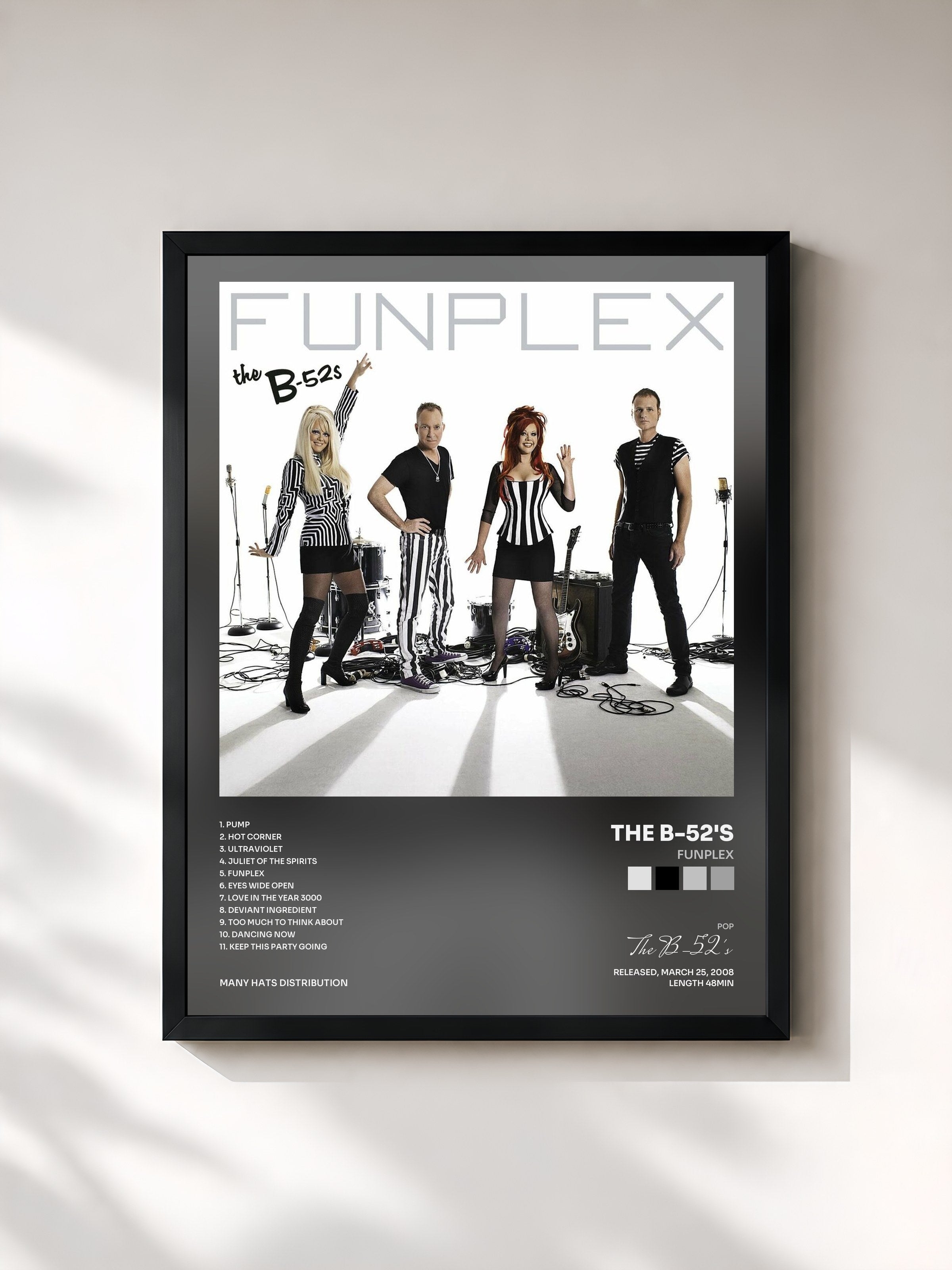 #noir Tableau de l'album Funplex de The B-52's, cadre noir, imprimé et encadré en France